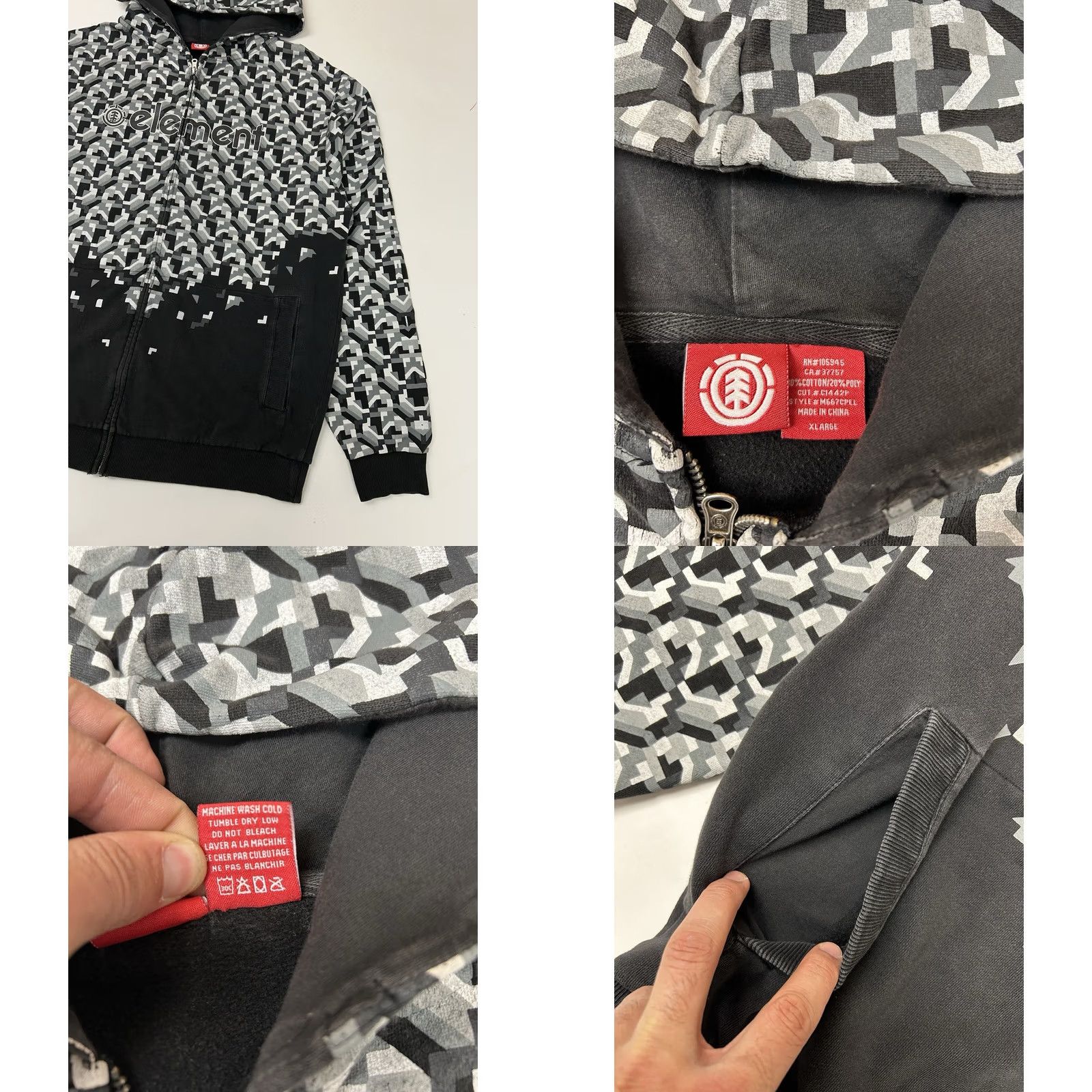 Element VINTAGE Element Skateboards Hoodie Graphic Y2K XL Skate 2000s Zip Black Mens Size US XL / EU 56 / 4 - 8 Thumbnail
