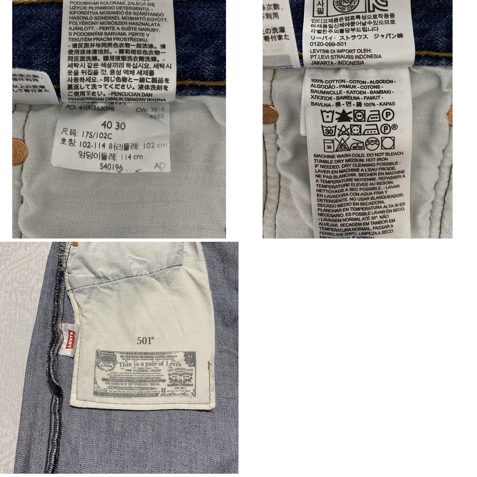 Levi's Levi's 501 Jeans Mens 40x30 Blue Denim Straight Leg Button Fly Classic Size US 40 / EU 56 - 8 Thumbnail
