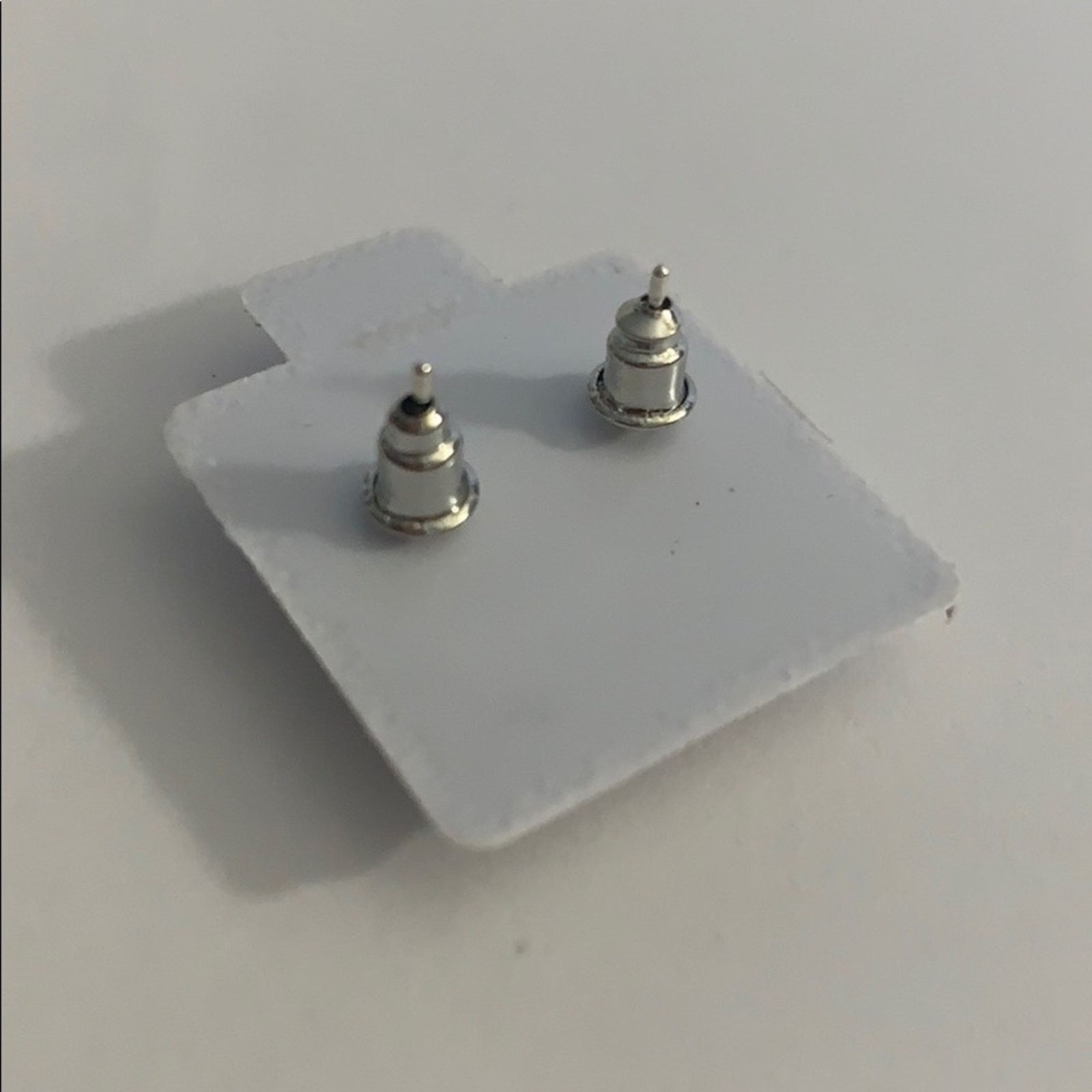 Other Large Diamond CZ Faux Silver Stud Earrings Size ONE SIZE - 2 Thumbnail