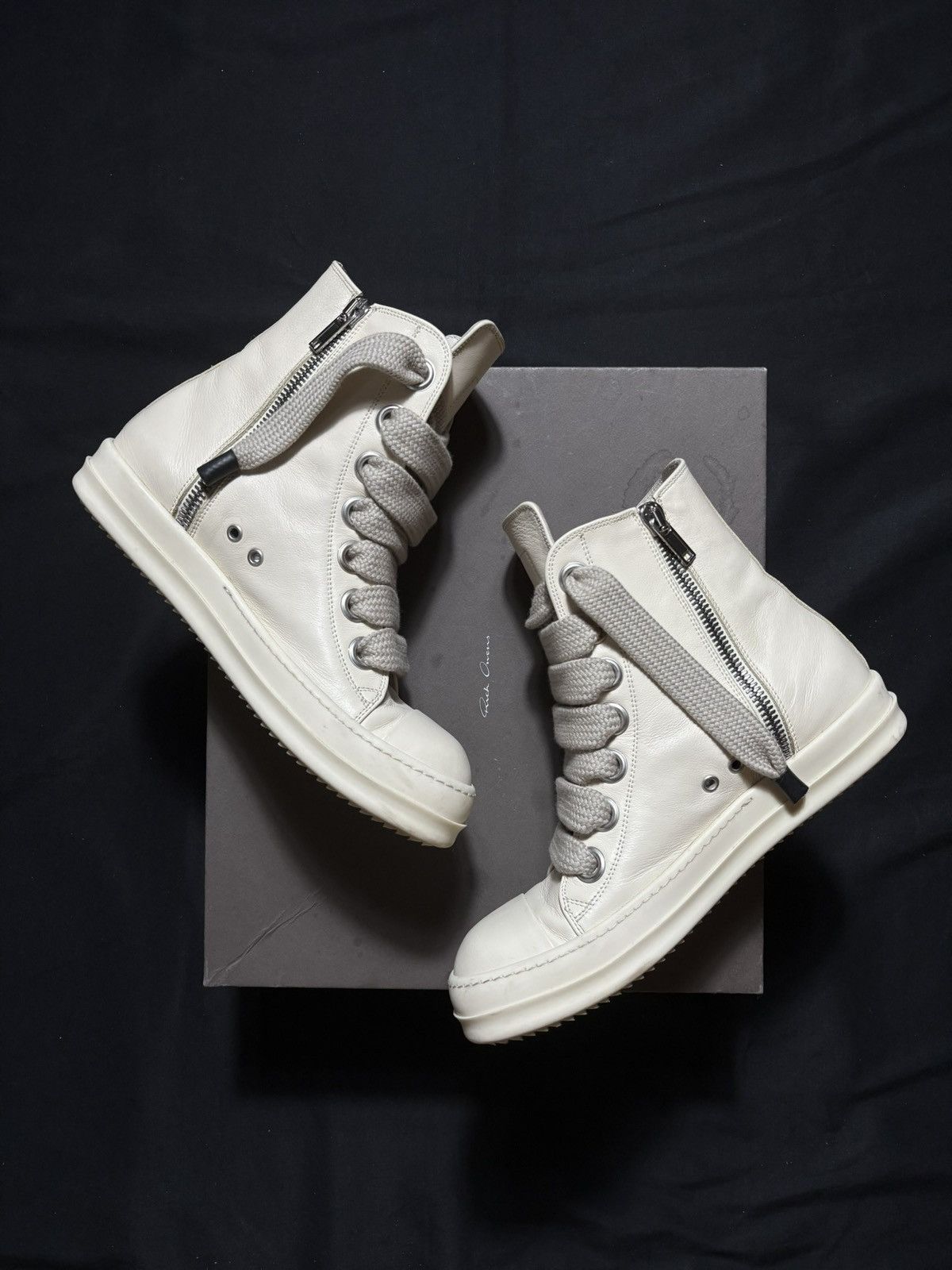 Rick Owens Rick Owens Milk Temple Jumbo Laces Sneaker - Size 43 Size US 10 / EU 43 - 2 Thumbnail