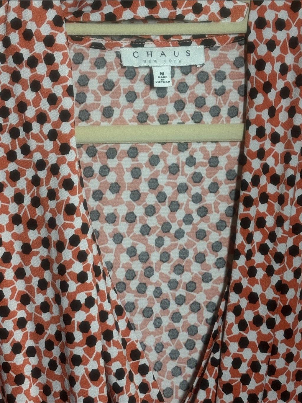 Other Chaus Orange Wrap-Style Cap-Sleeve Top with White and Black Size M / US 6-8 / IT 42-44 - 2 Thumbnail