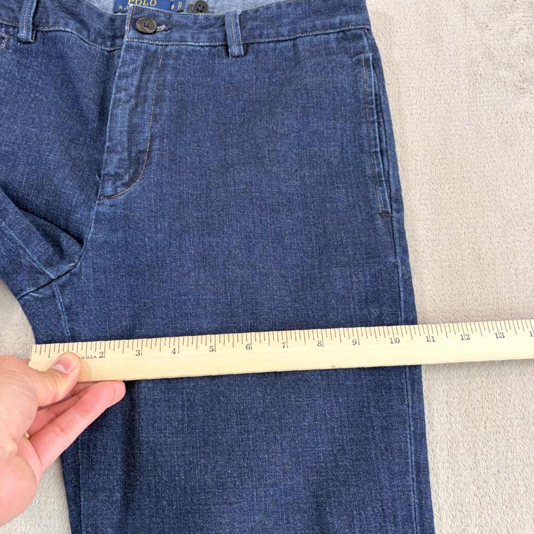 Polo Ralph Lauren Polo Ralph Lauren Jeans Blue Denim Women 8 Chino Trouser Cuffed Hem 27in Inseam Regular Rise 90s Pattern Pants Size 30" / US 8 / IT 44 - 7 Thumbnail