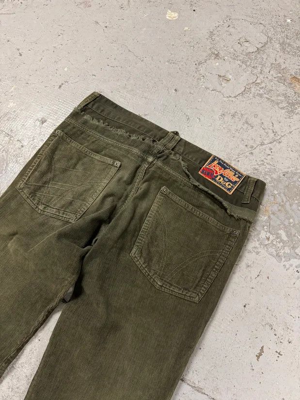 Designer × Vintage AW2006 Dolce & Gabbana Khaki Velvet Distressed Zip Pants Size US 34 / EU 50 - 9 Thumbnail