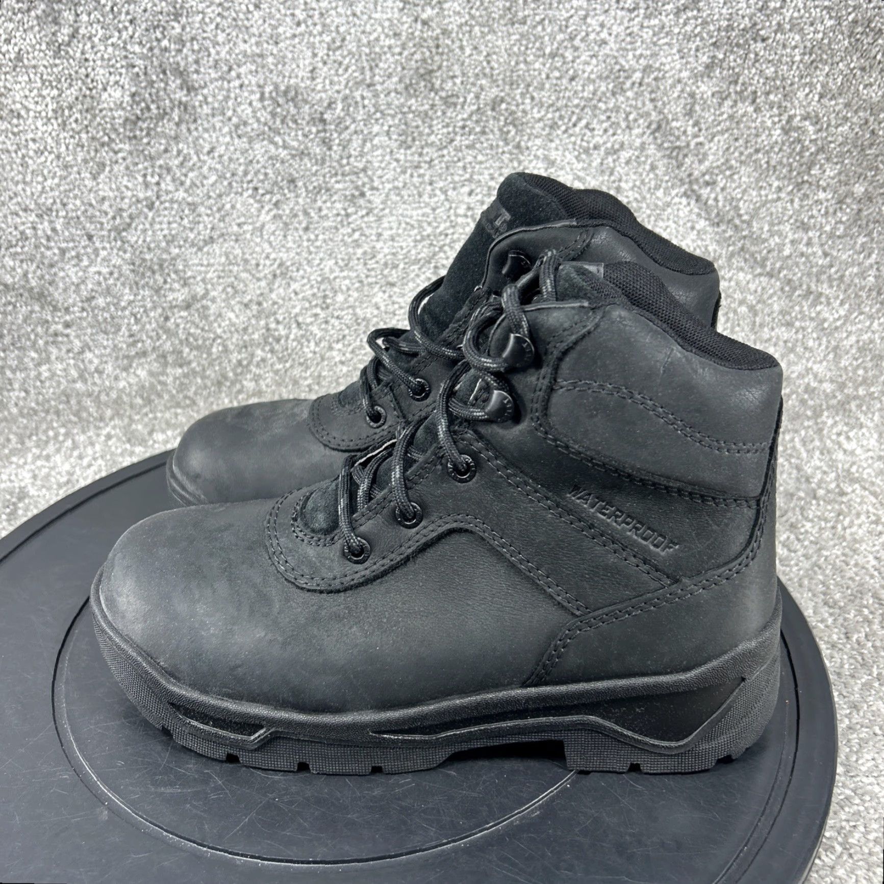 Vintage Hytest Boots Men Size 5.5 Wide Knock Steel Toe Work Black Leather Slip Resistant Size US 5.5 / EU 38 - 3 Thumbnail