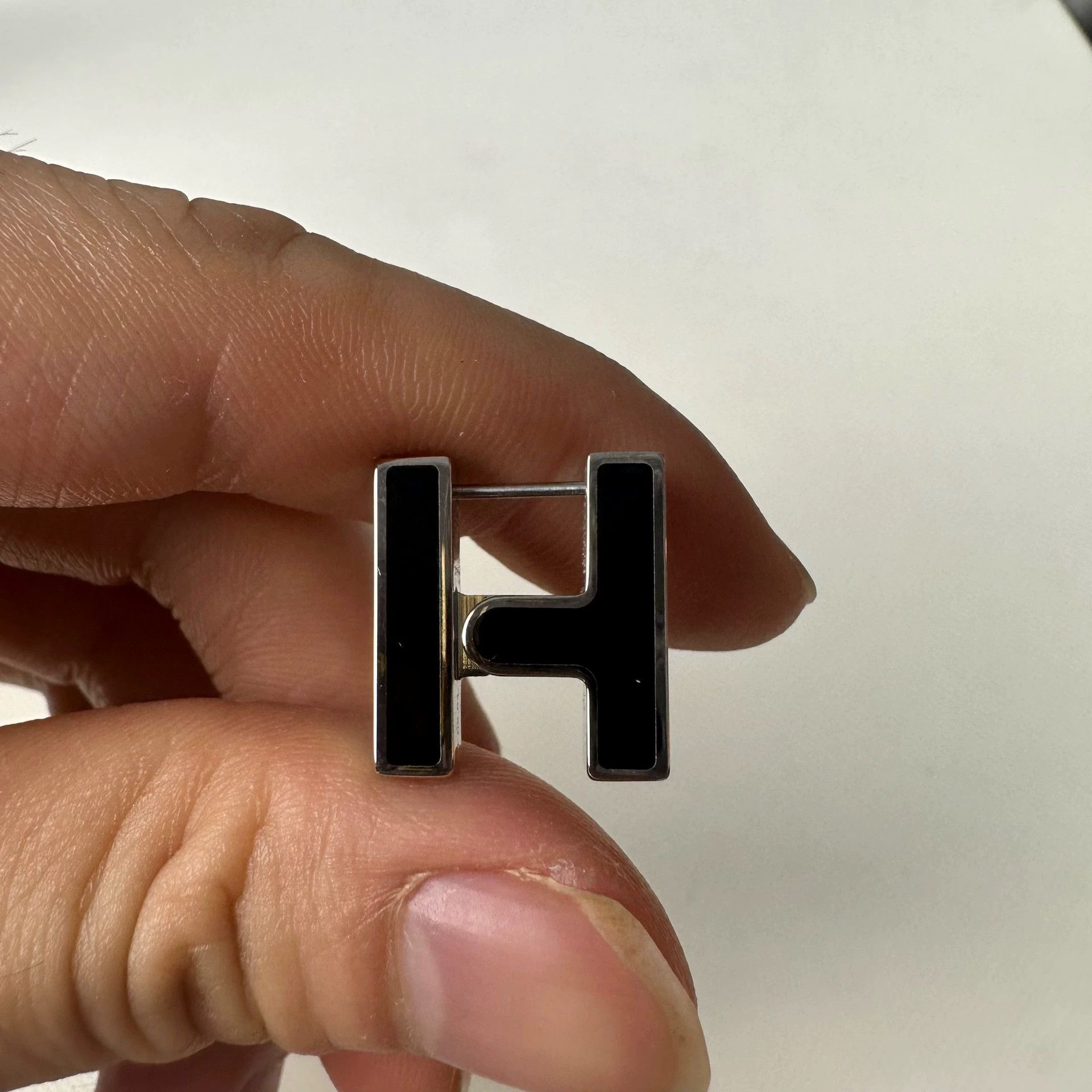 Hermes HERMES Geometric Metal Earrings Men's Black Size ONE SIZE - 3 Thumbnail