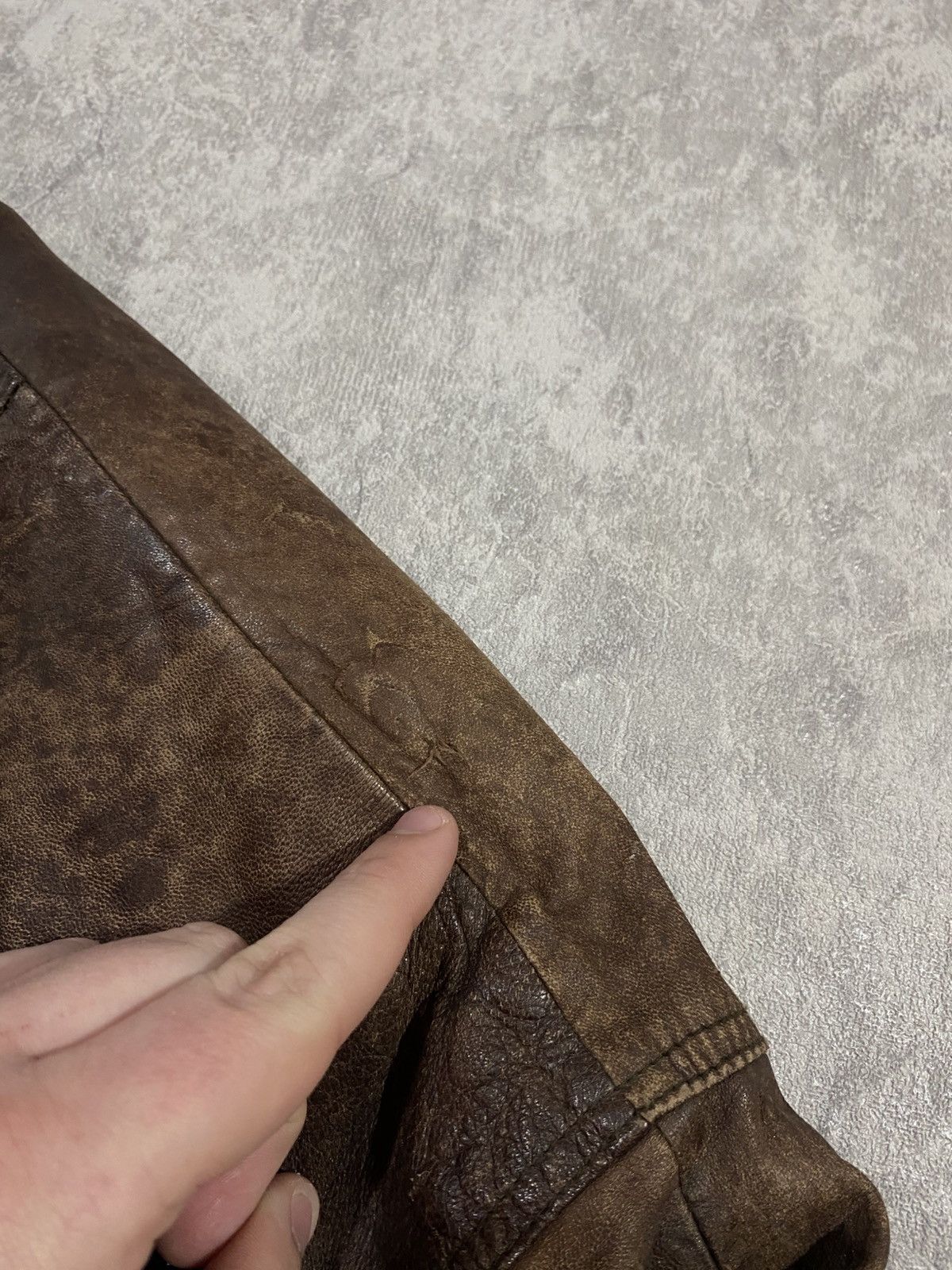 Le Grande Bleu (L.G.B.) Vintage Distressed Leather Jacket LGB If Six Was Nine Style Size M / US 6-8 / IT 42-44 - 8 Thumbnail