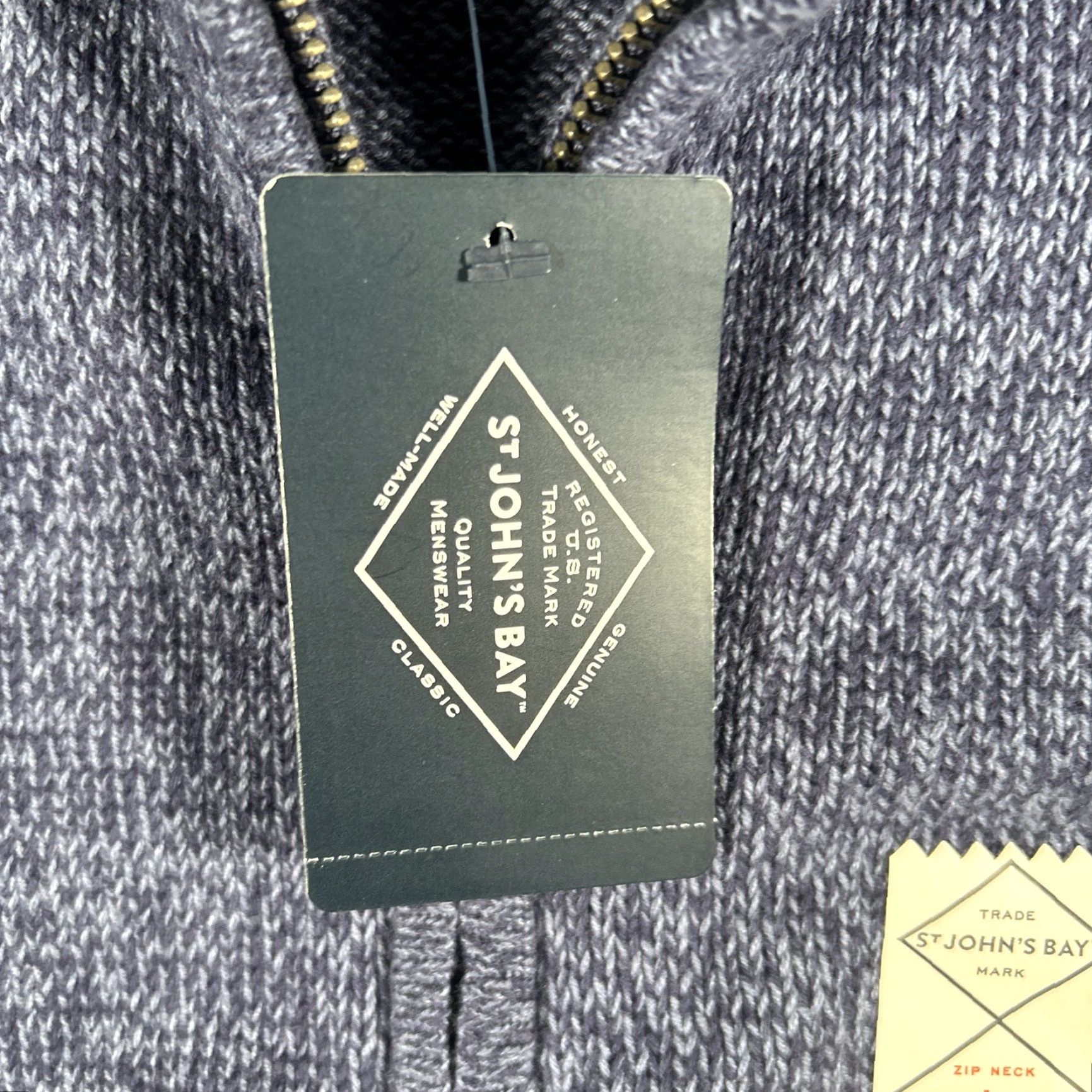 Vintage St Johns Bay Sweater L Blue Eclipse Quarter Zip Zip Neck Men Large Pullover Size US L / EU 52-54 / 3 - 5 Thumbnail