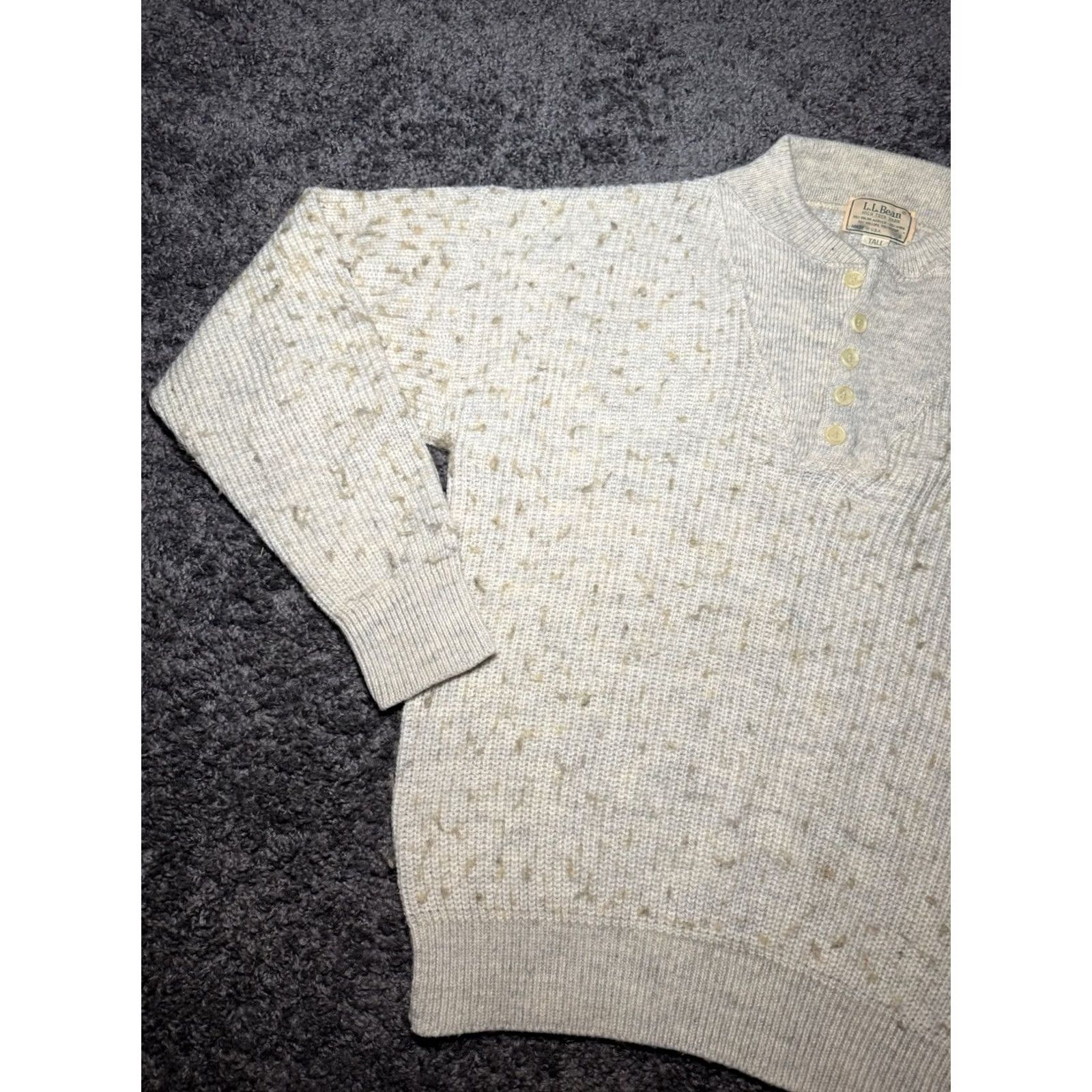 Vintage VINTAGE LL Bean Mens Large Long Henley Knit Wool Sweater Button Heavyweight USA Shirt Mens Large Beige 90s USA Size US L / EU 52-54 / 3 - 3 Thumbnail
