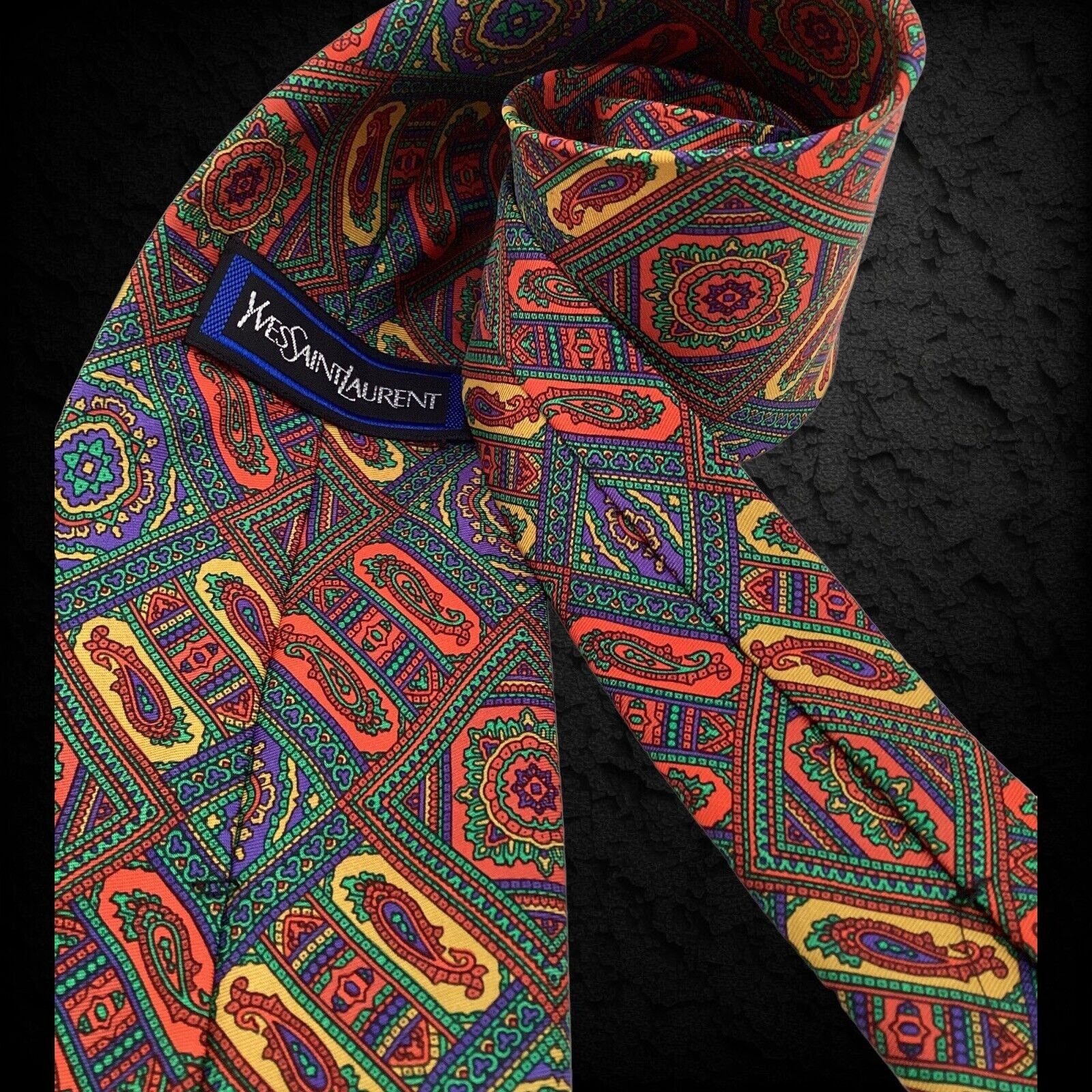 Yves Saint Laurent YVES SAINT LAURENT Multicolor Paisley Silk Tie Italy W: 3."5 Size ONE SIZE - 3 Thumbnail