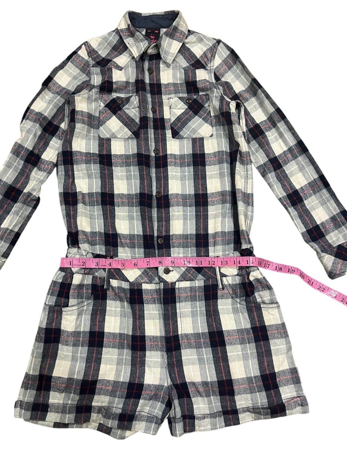 Japanese Brand X-girl checkered longsleeve short set up all in one jumpsuit Size XS / US 0-2 / IT 36-38 - 20 Thumbnail