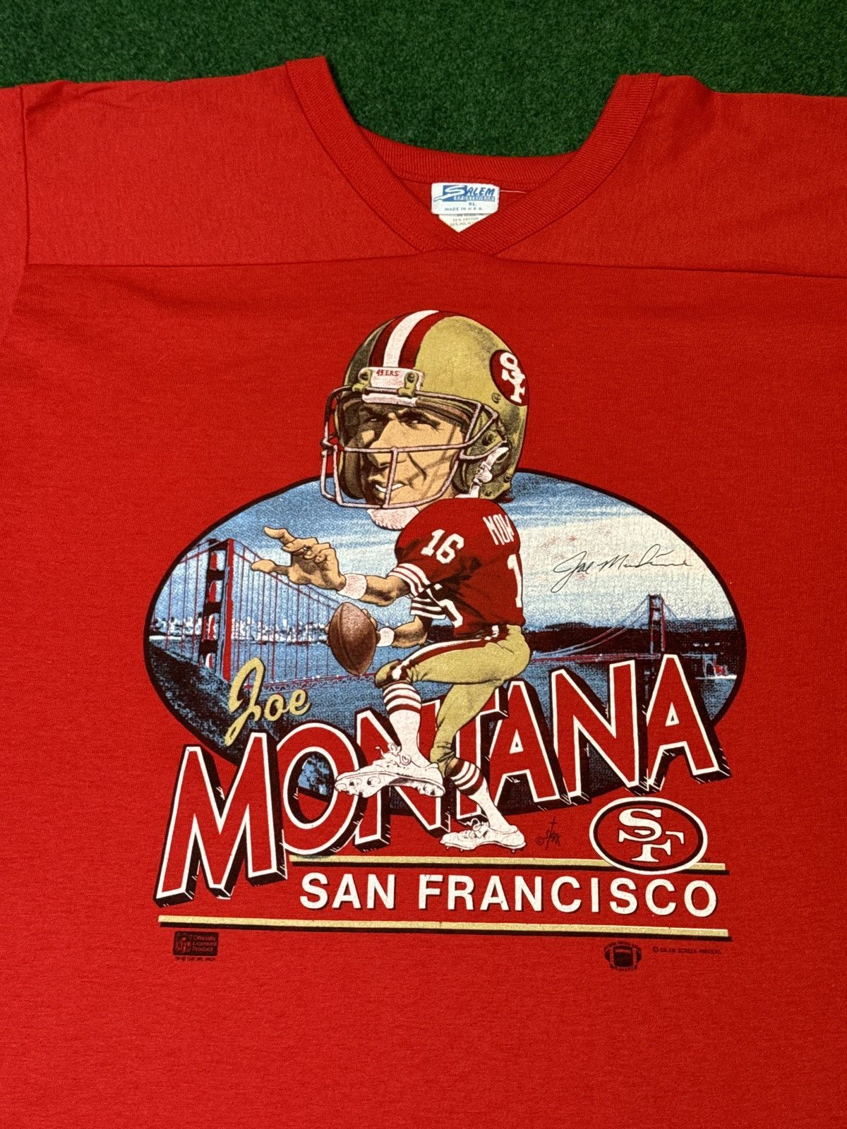 Salem Sportswear × Vintage Vintage 80s RARE Joe Montana Caricature 49ers Jersey Shirt Size US XL / EU 56 / 4 - 2 Thumbnail