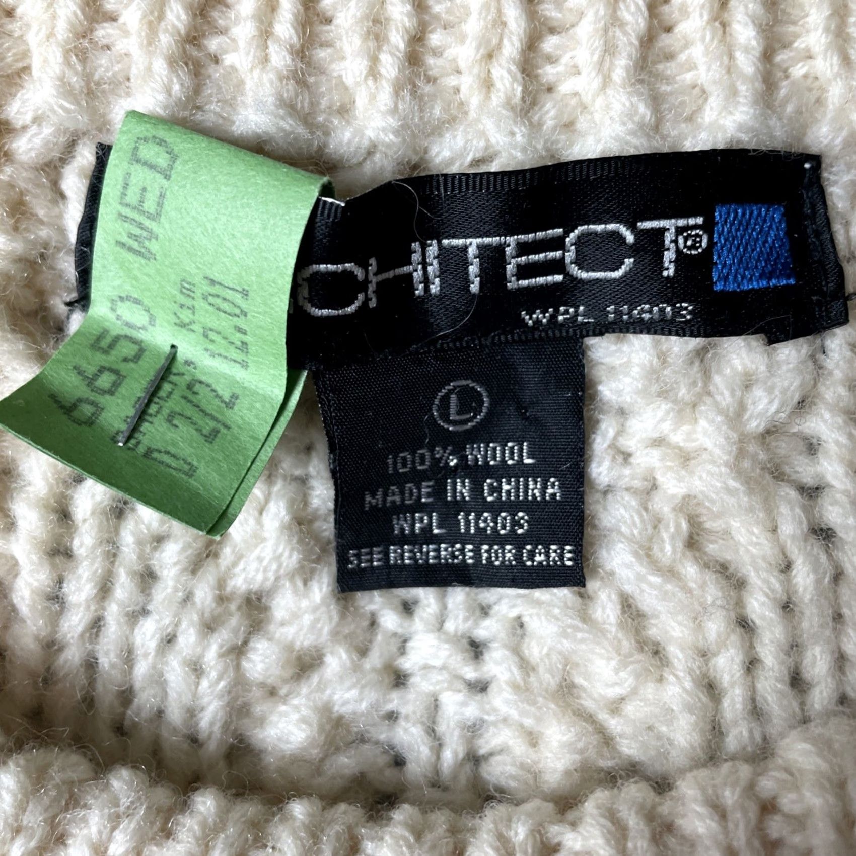 Architect VINTAGE Architect Fisherman Sweater Mens Large Ivory 100% Wool Cable Knit Pullover Size US L / EU 52-54 / 3 - 5 Thumbnail
