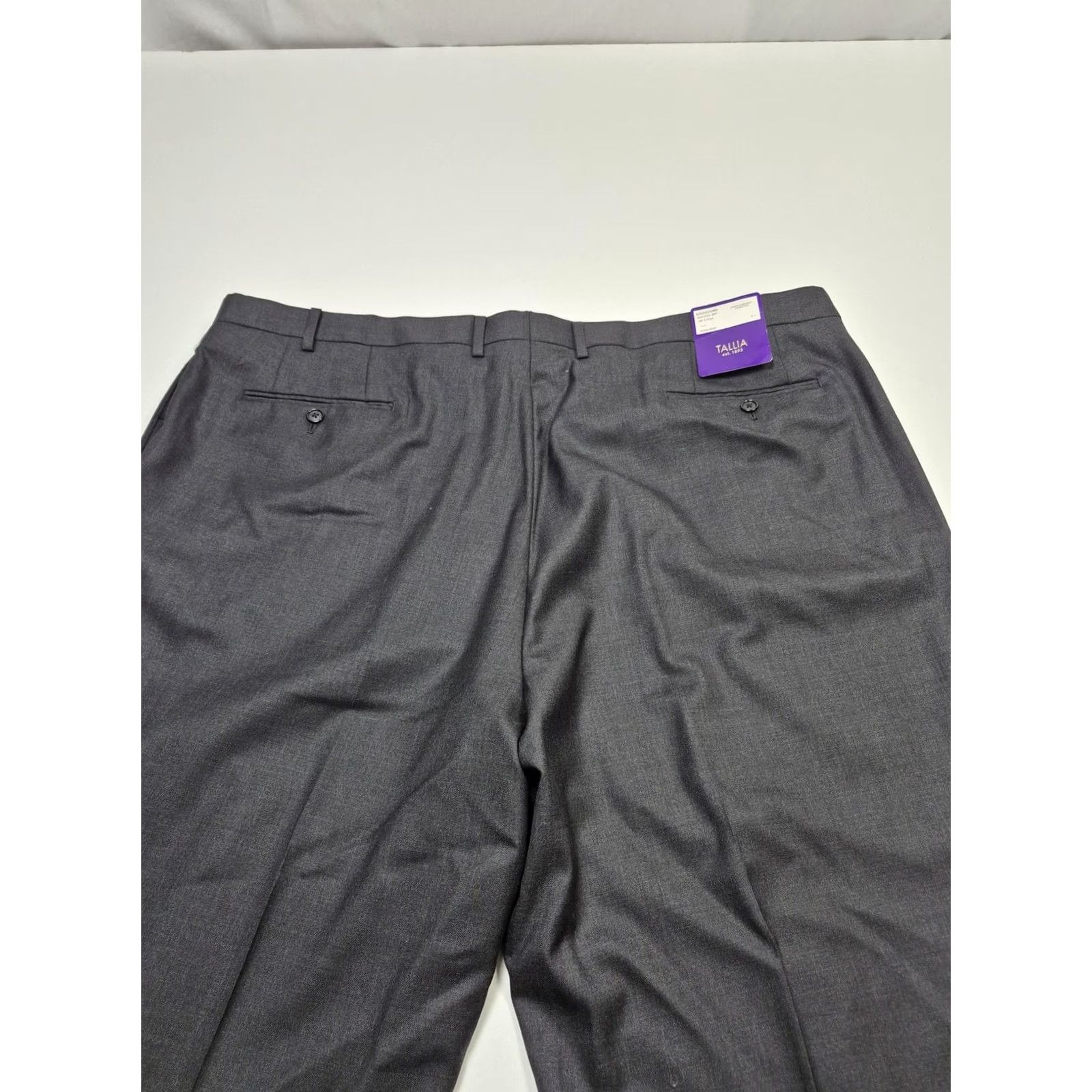 Tallia Tallia Wool Suit Pants Mens 46x38 Gray Charcoal Flat Front Dress NWT Size 46R - 7 Thumbnail