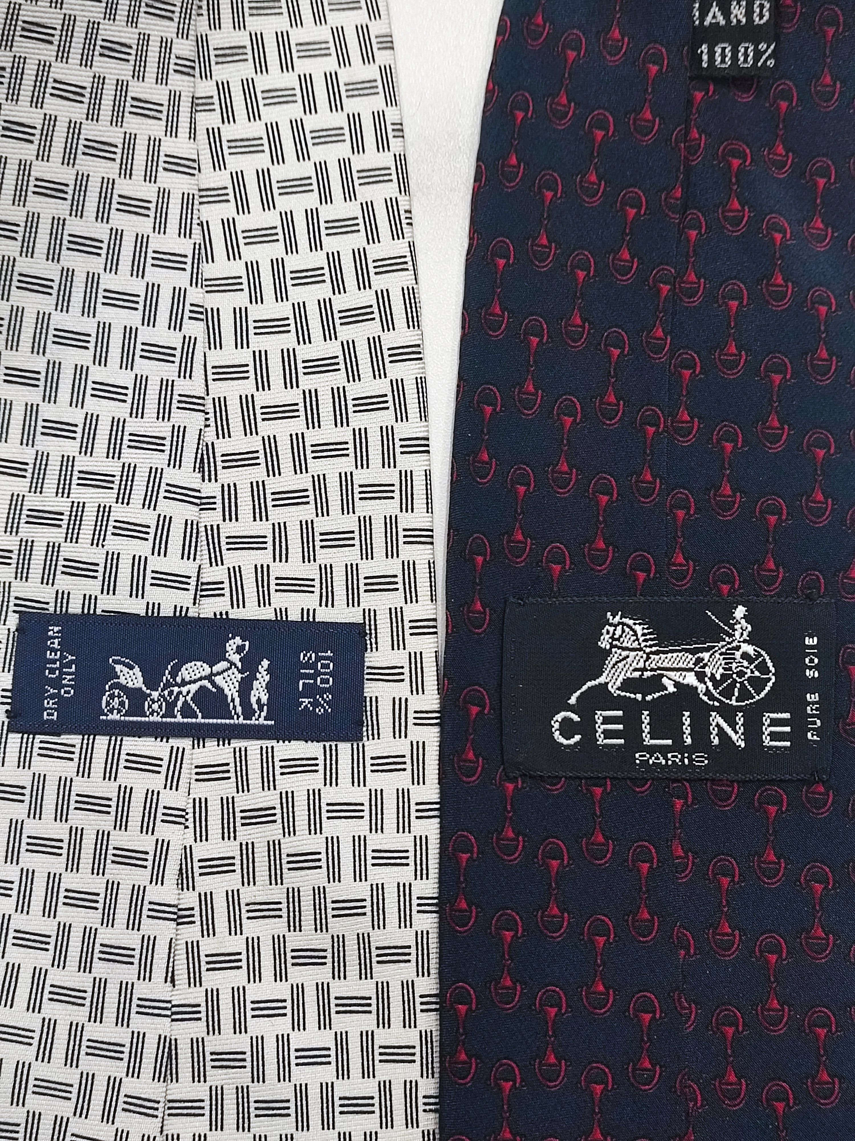 Hermes 2 pieces Luxury brand Hermes & Celine 100% Silk Tie Size ONE SIZE - 5 Thumbnail