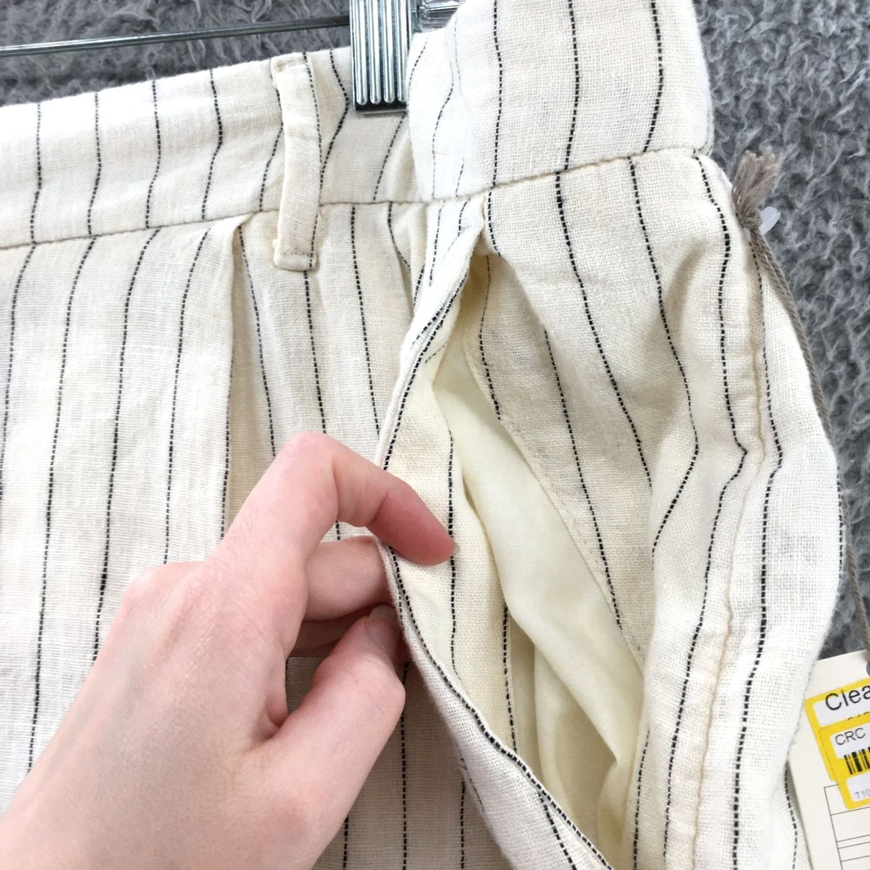 Vintage A New Day Pants Womens 17 Beige Casual Striped Linen Bleend Mid Rise Zip Size 38" / US 16 / IT 52 - 6 Thumbnail
