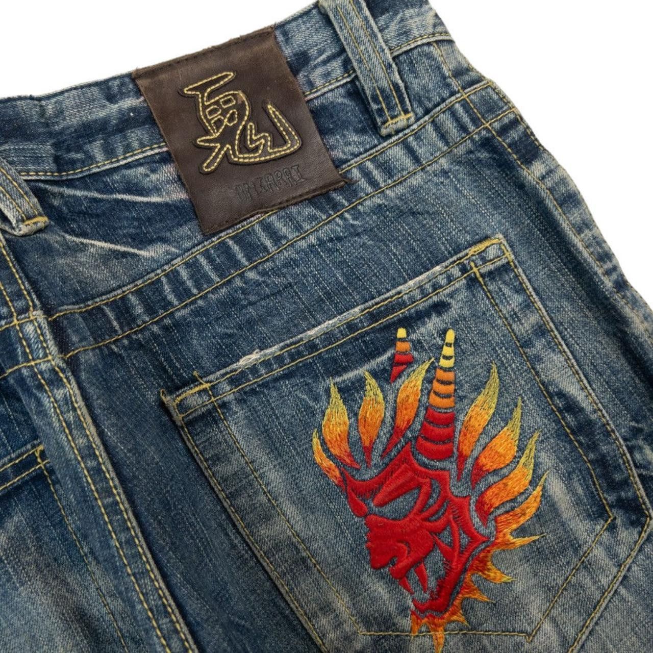 Other Vintage Oniarai Embroidered Devil Japanese Denim Jeans W33 Size US 33 - 6 Thumbnail