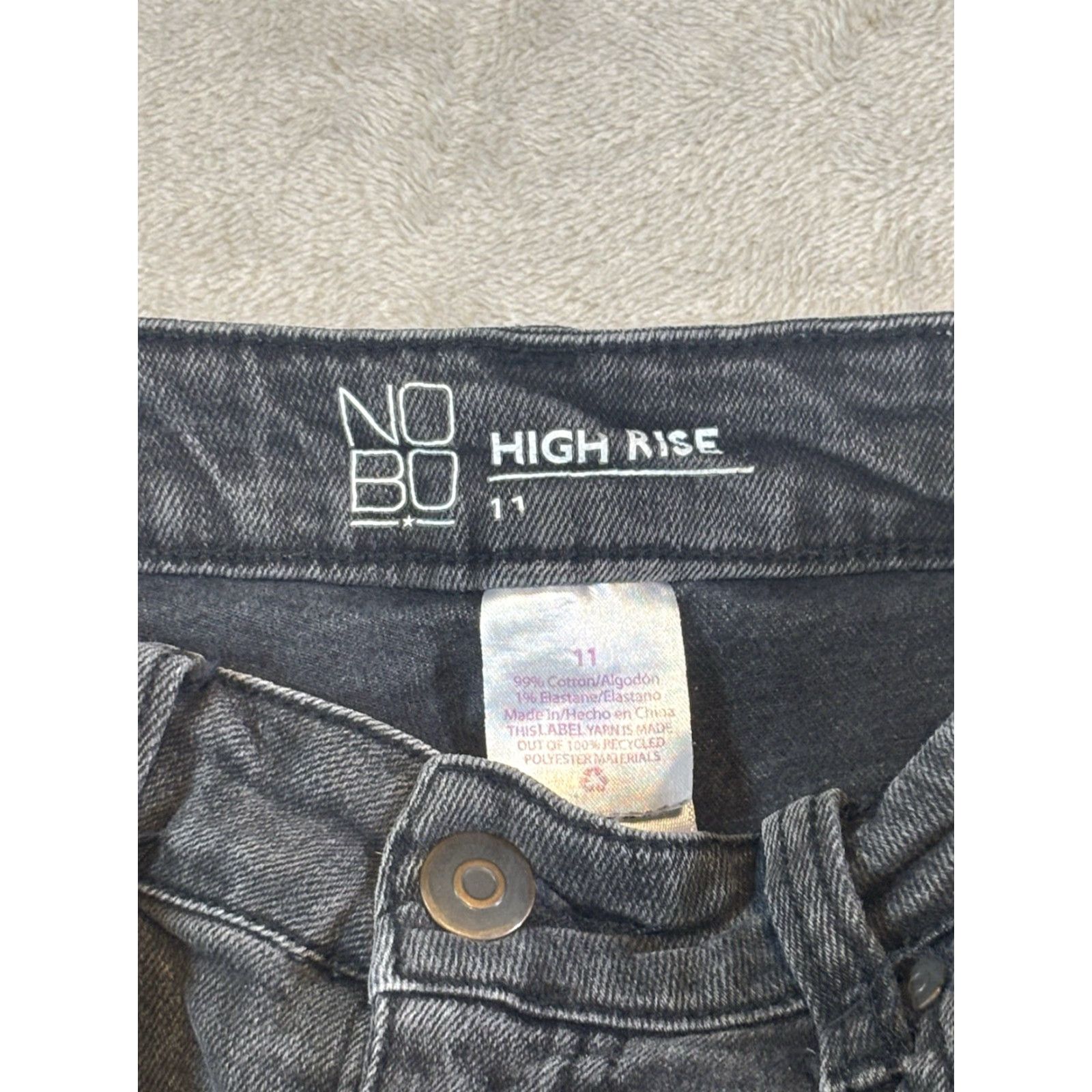 Vintage NO BO Women's High-Rise Black Denim Jeans Distressed Skinny Size 11 Size 32" / US 10 / IT 46 - 3 Thumbnail