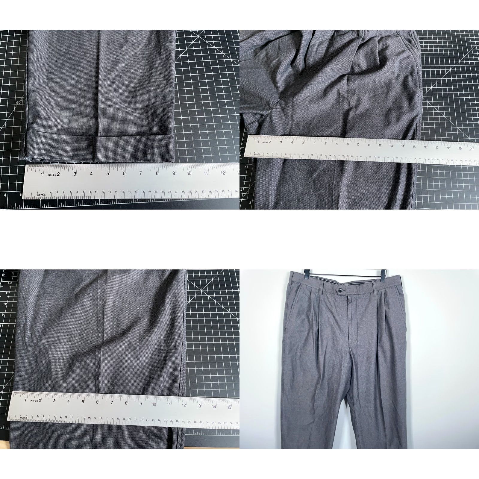 Vintage VINTAGE Structure 90s Pleated Cotton Trousers Pants Mens Regular Baggy Fit Gray 38 x 29 Size US 39 - 8 Thumbnail