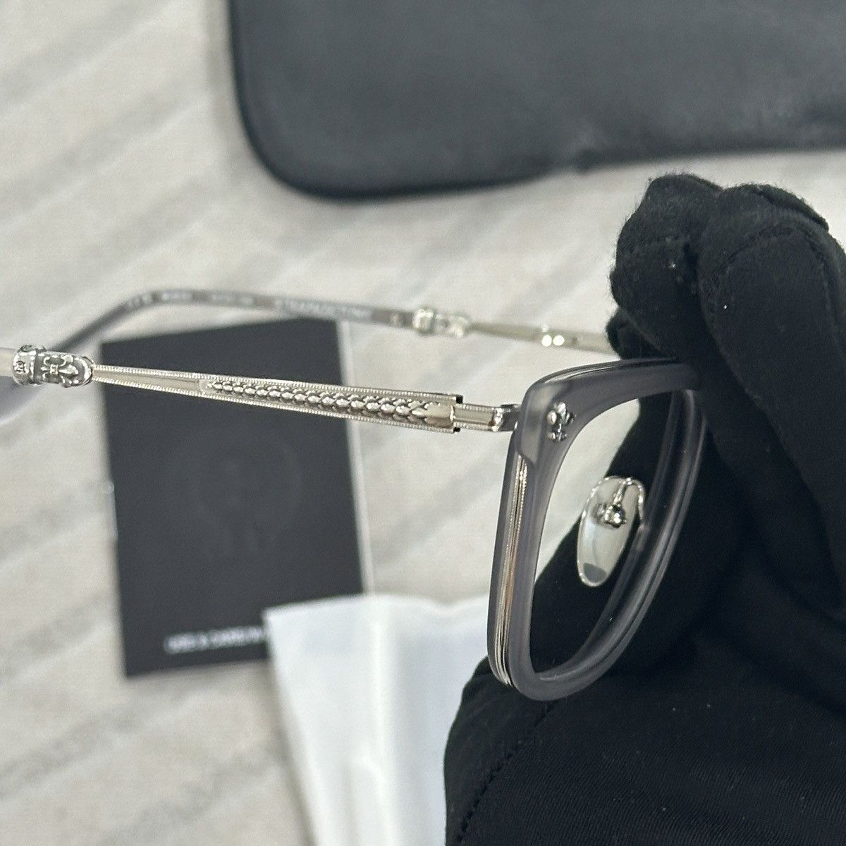 Chrome Hearts CHROME HEARTS STRAPADICTOME MATTE GRAPHITE/SS EYEGLASSES Size ONE SIZE - 6 Thumbnail