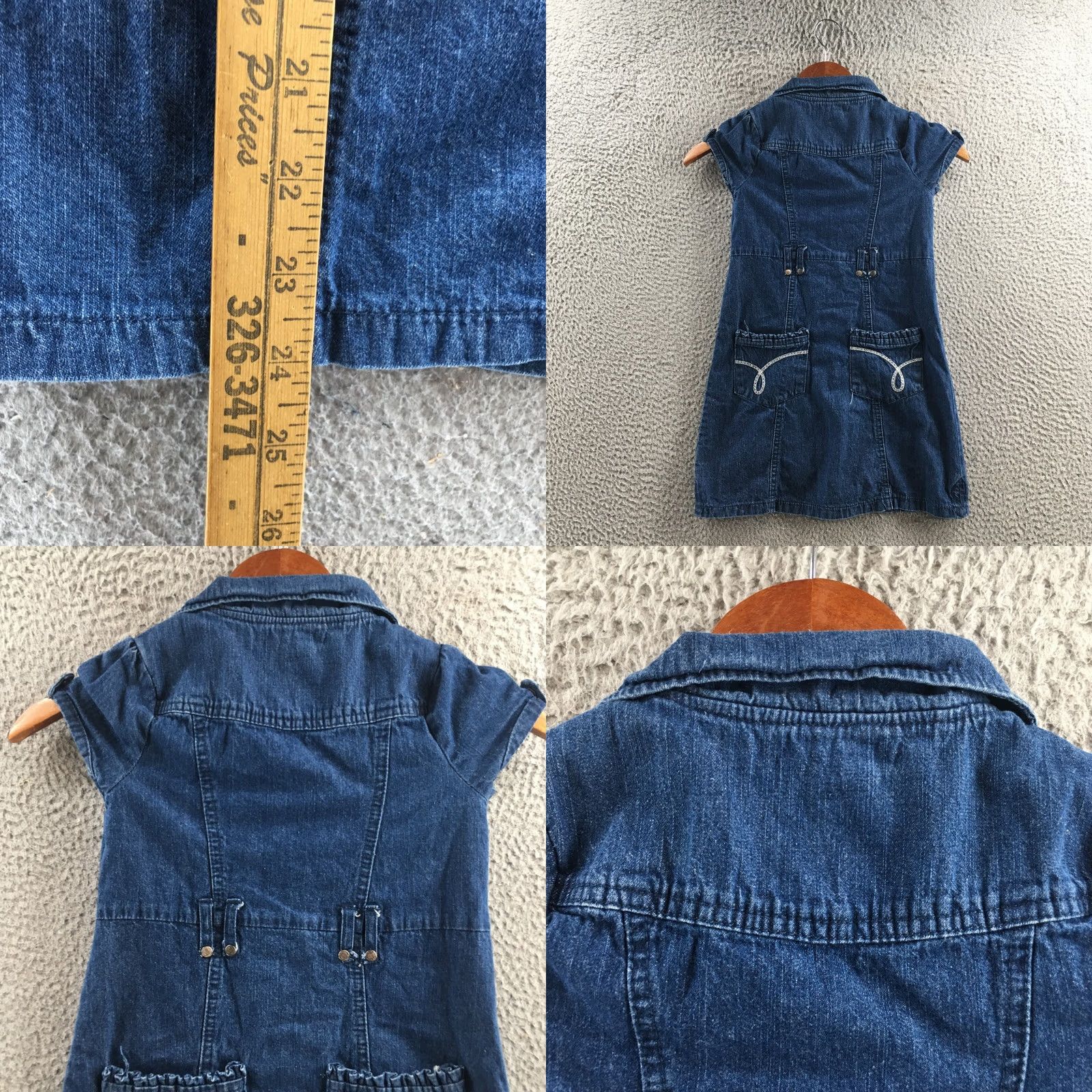 Calvin Klein Calvin Klein Jeans Denim Dress Womens 6 Blue Cotton Button Front Cap Sleeve Dress Denim Blue KS Size 28" / US 6 / IT 42 - 8 Thumbnail