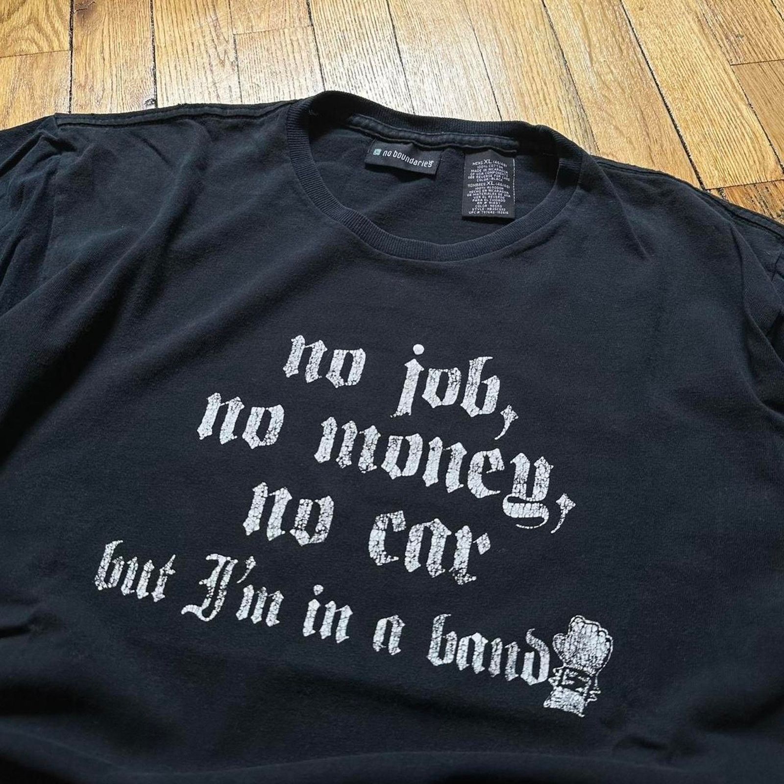 Vintage Vintage Y2K Black Faded No Job No Money Band Punk Shirt Size US XL / EU 56 / 4 - 5 Thumbnail