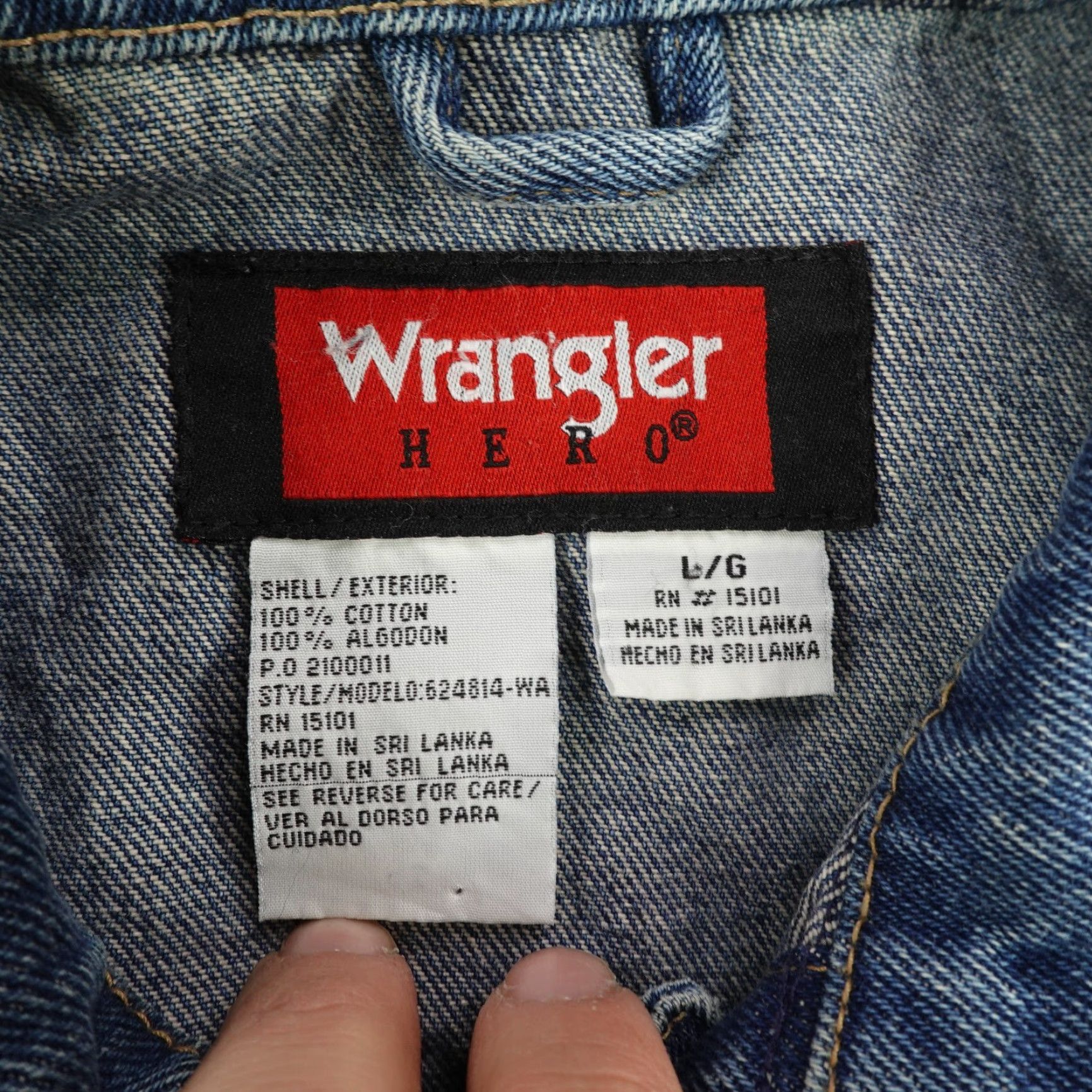 Wrangler VINTAGE Wrangler Jacket Men L Blue Denim Jean Hero Trucker Western Work Coat Size US 33 - 7 Thumbnail