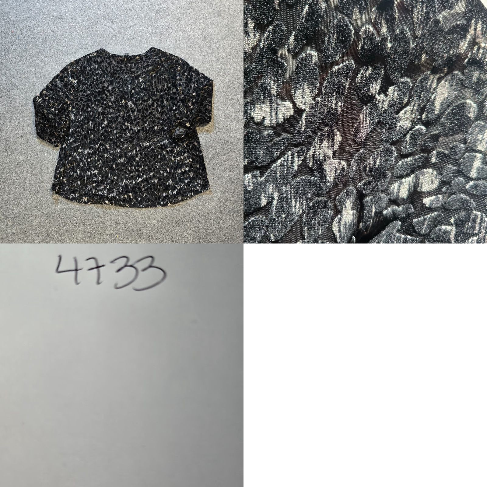 Velvet Roz Ali Top Womens Large Black Velvet Burnout Sheer 3/4 Sleeve Casual Capsule Size L / US 10 / IT 46 - 8 Thumbnail