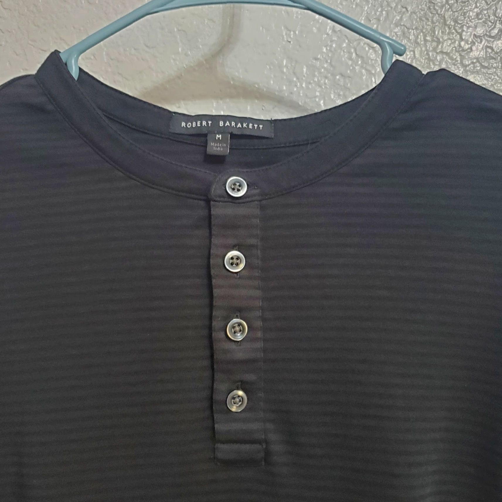 Vintage Robert Barakett Mens Henley Black Striped Colton Long Sleeve Tee Shirt M Size US M / EU 48-50 / 2 - 4 Thumbnail