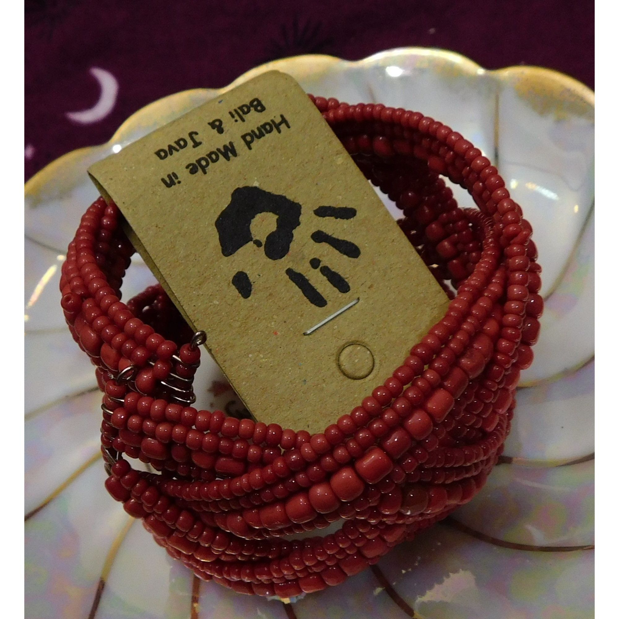 Other Archipelago Hand Made Red Beaded Cuff Bracelet Size ONE SIZE - 3 Thumbnail