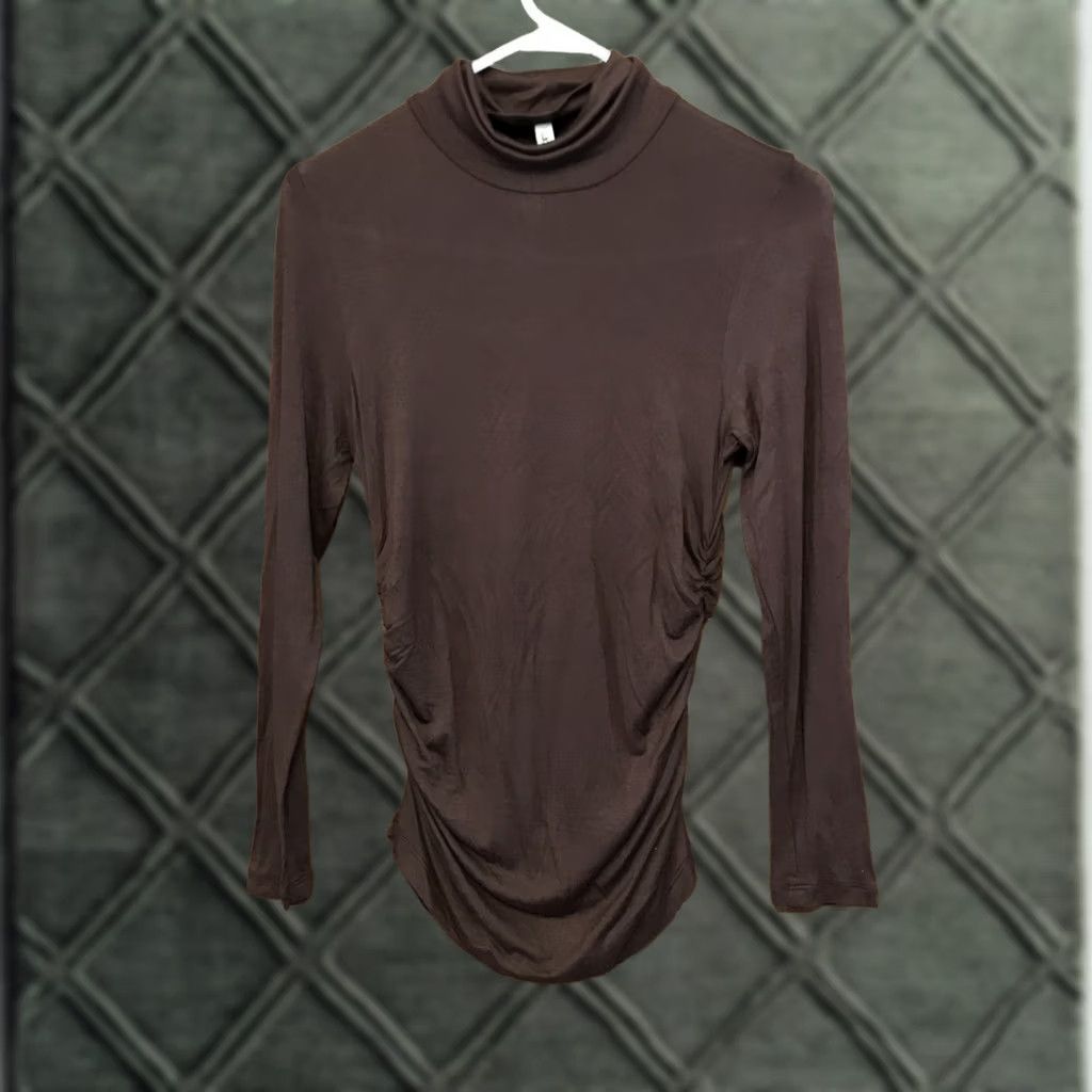 B Sides Luii Top Womens Brown NWT TWomen Med turtleneck rouched sides layer NEW Size M / US 6-8 / IT 42-44 - 1 Thumbnail