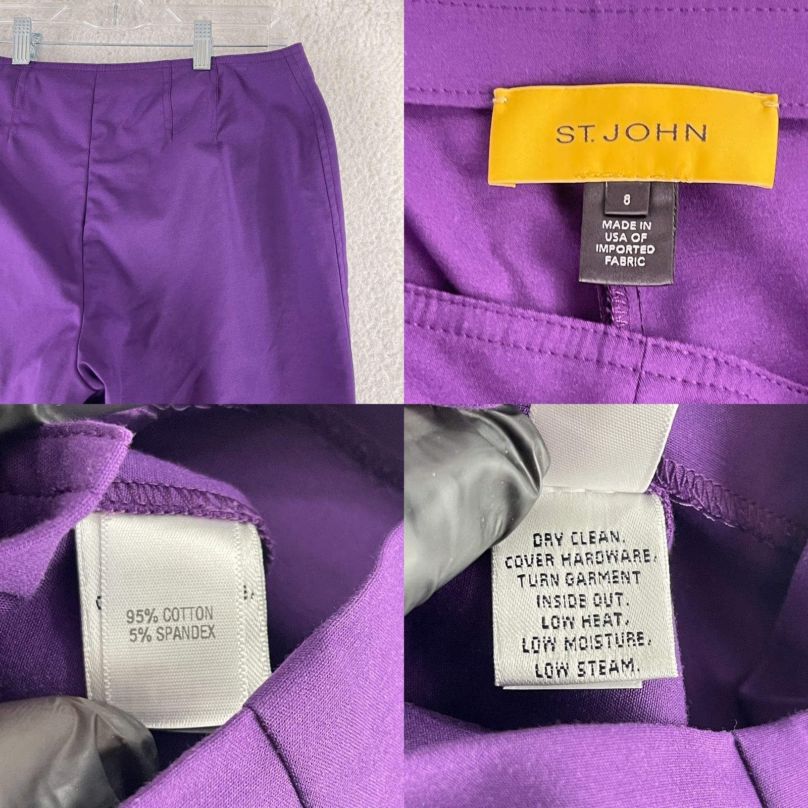 St. John St. John Pants Womens Size 8 Purple Cropped Cotton Mid-Rise Knit Straight Front VTG Made in USA Size 30" / US 8 / IT 44 - 9 Thumbnail