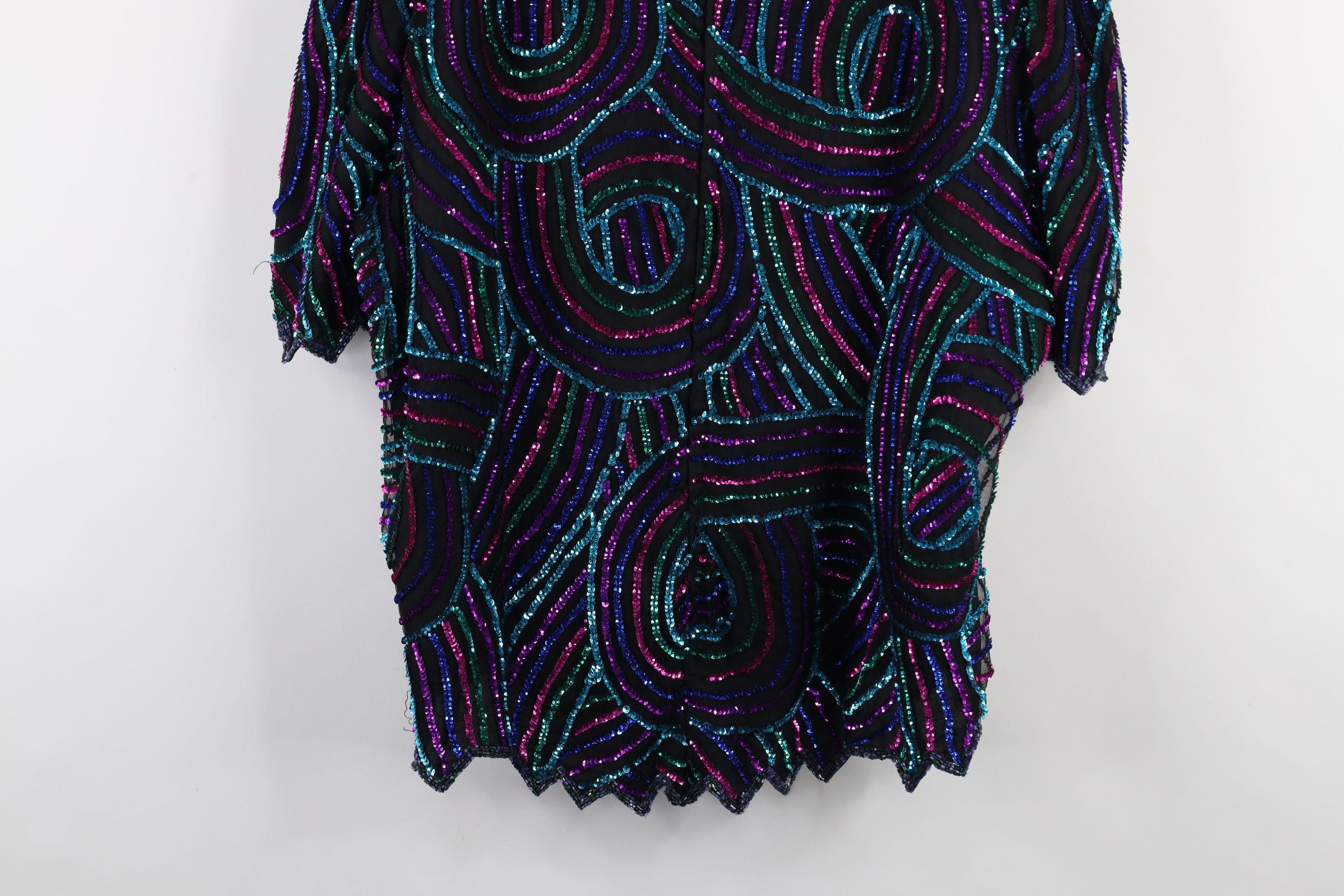 Vintage Vintage 90s Scala Swirl Sequin Beaded Party Shirt Oversized Size 3XL / US 20-22 - 15 Thumbnail