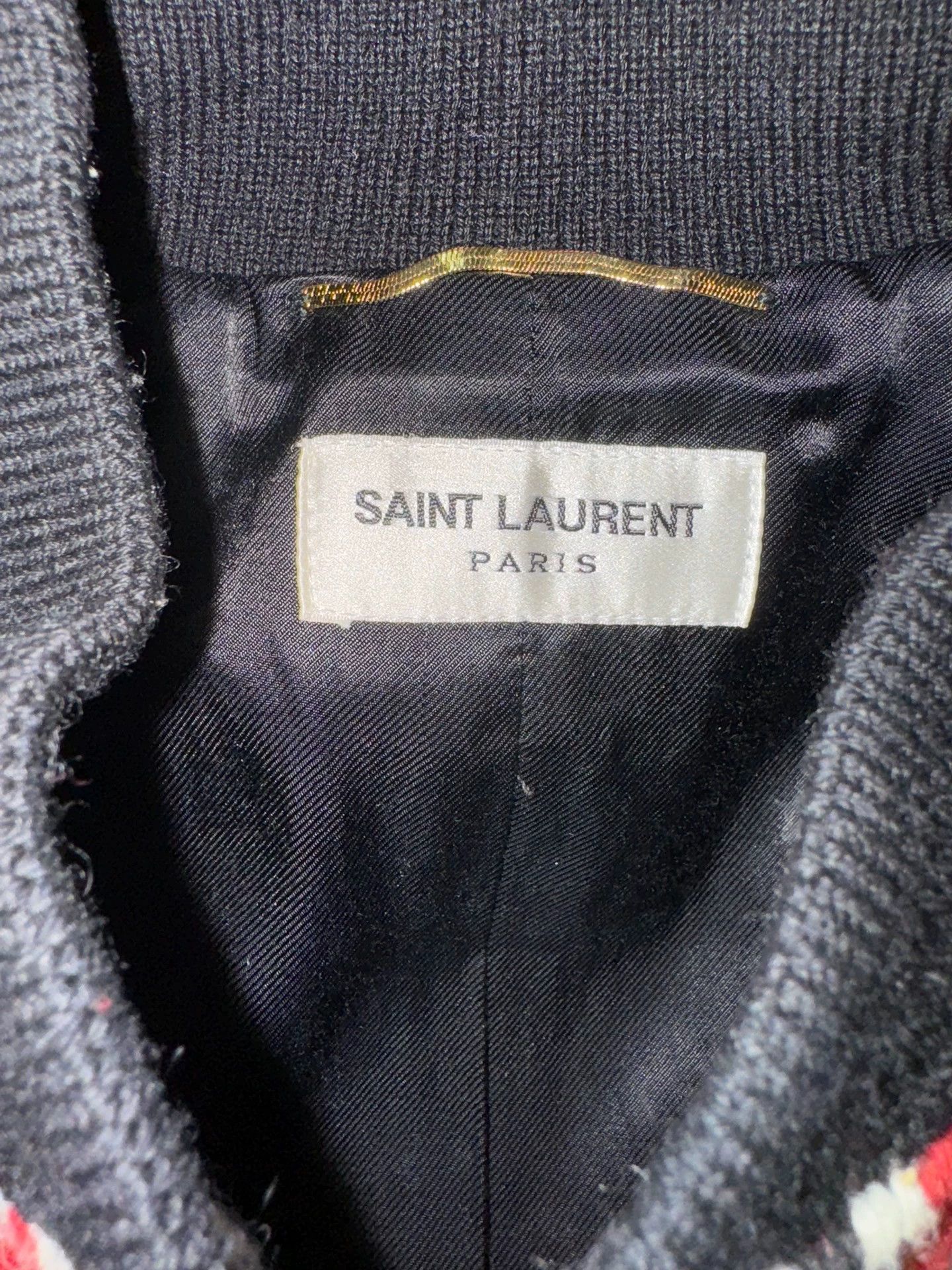 Saint Laurent Paris Saint Laurent Wool Striped Red and White Baseball Jacket Size M / US 6-8 / IT 42-44 - 5 Thumbnail