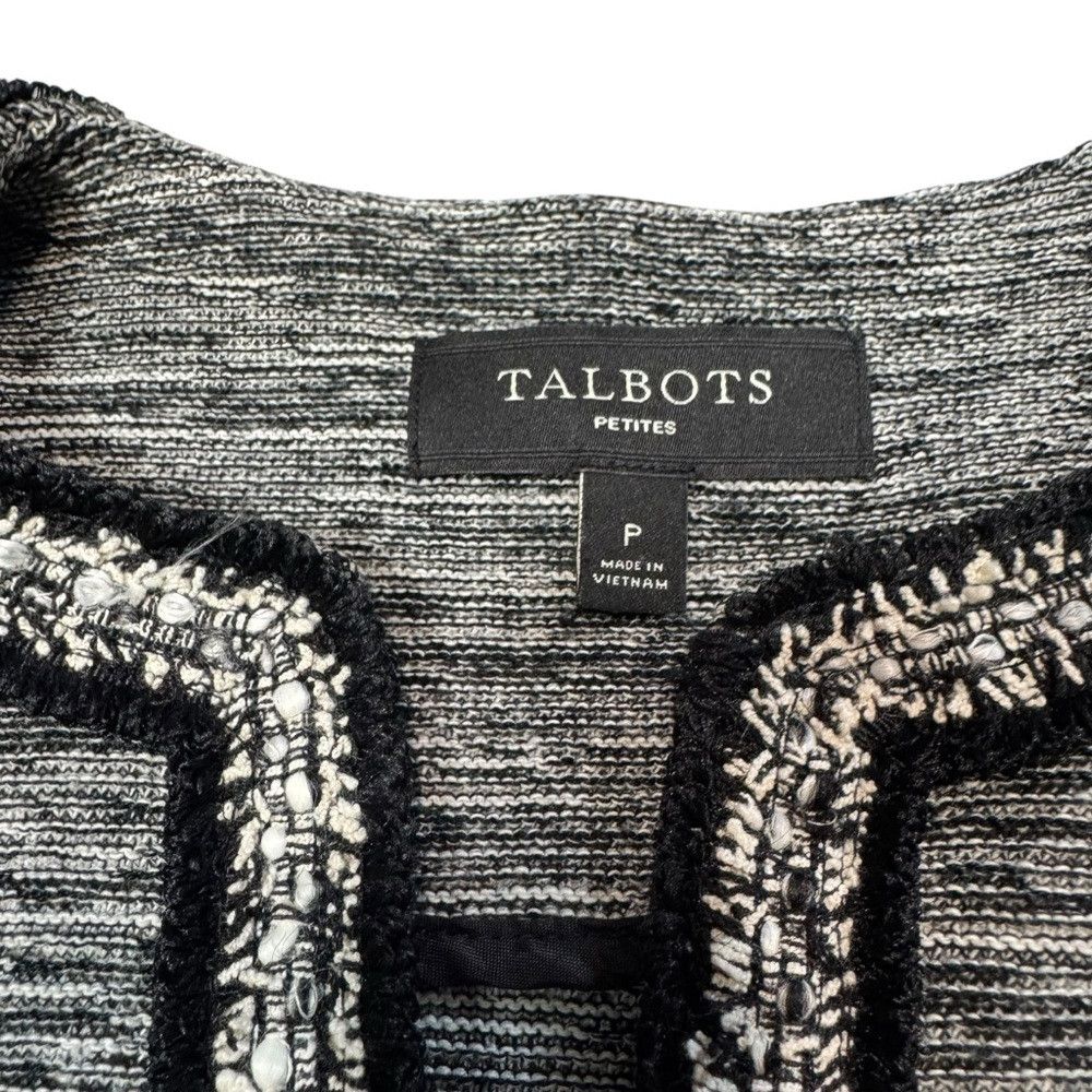 Talbots Talbots Tweed Open Front Fringe Trim Cotton Wool Blend Blaz Size XS / US 0-2 / IT 36-38 - 7 Thumbnail
