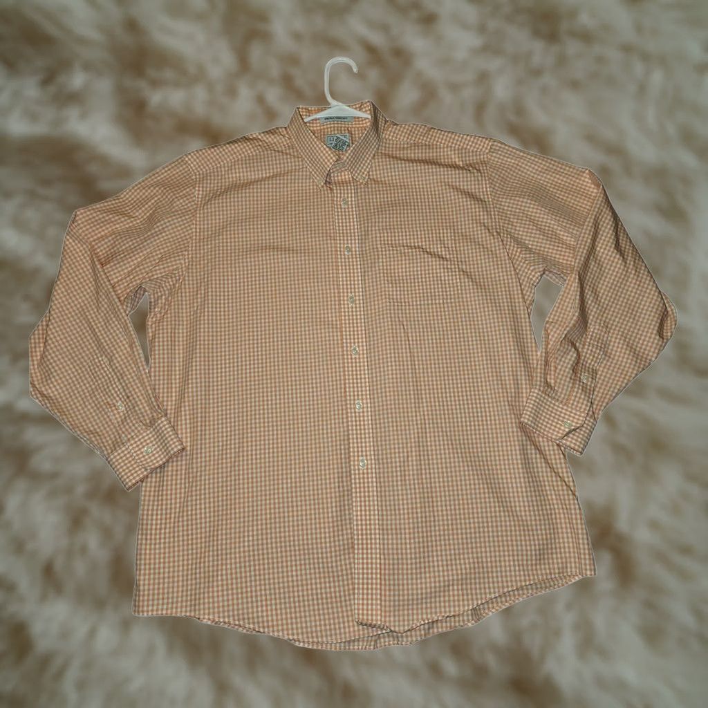 Vintage L.L. Bean Shirt Mens XL Orange Button Down Men Long Sleeve Check Wrinkle Resistant Size US XL / EU 56 / 4 - 1 Thumbnail