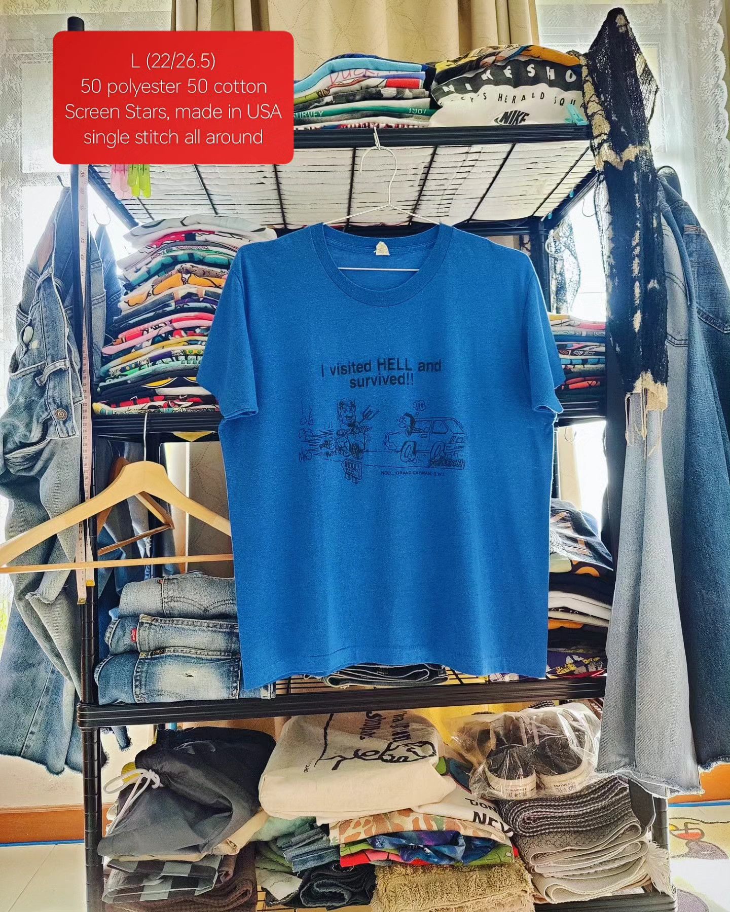 Vintage vintage 80s Funny Tee - I visited HELL and survived‼️ Size US L / EU 52-54 / 3 - 5 Thumbnail