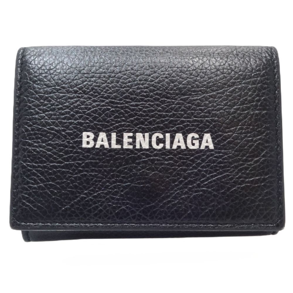Balenciaga Cash Mini Wallet Tri-Fold Leather Black