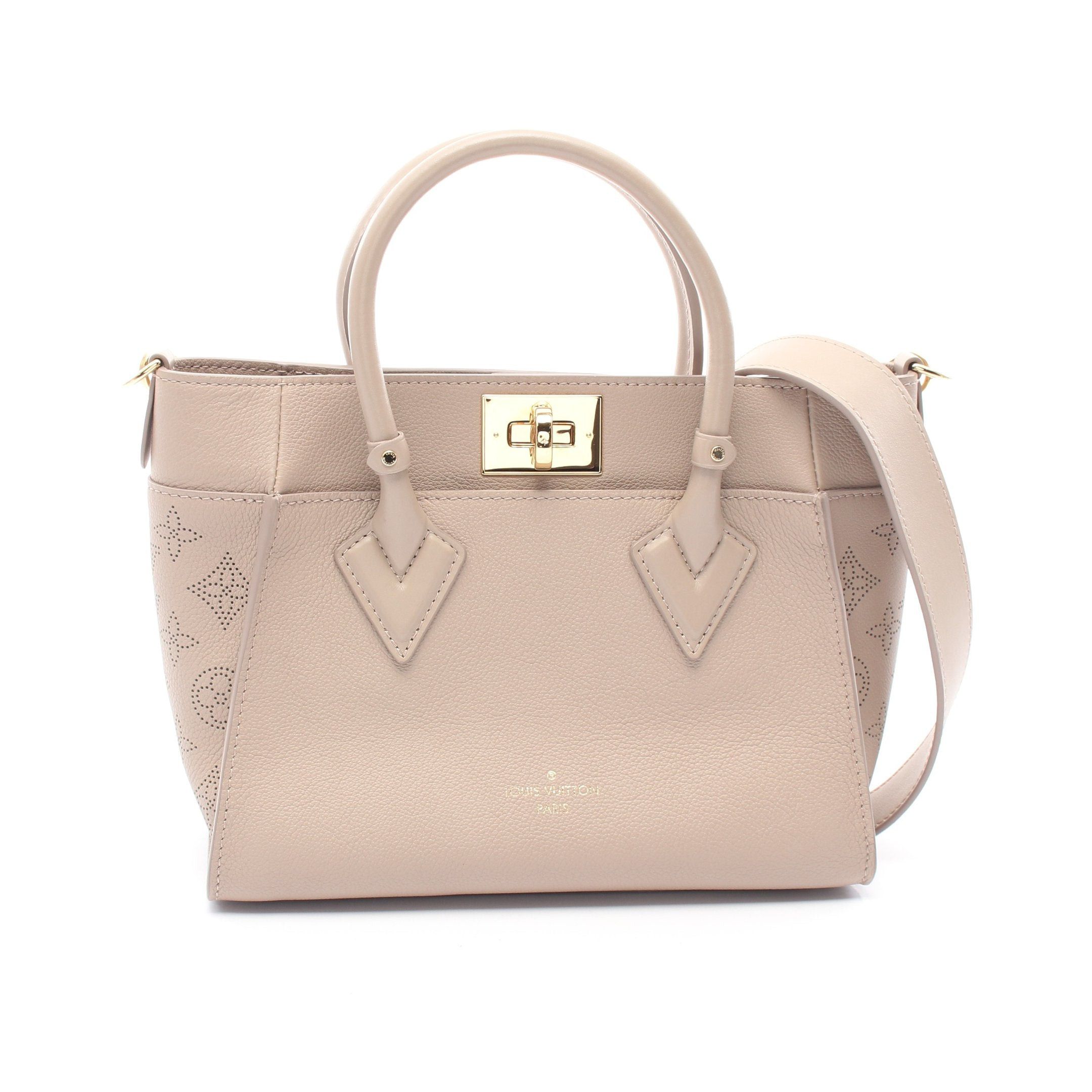 Louis Vuitton Louis Vuitton On My Side Pm Carré Handbag Leather Gray Beige Size ONE SIZE - 1 Thumbnail