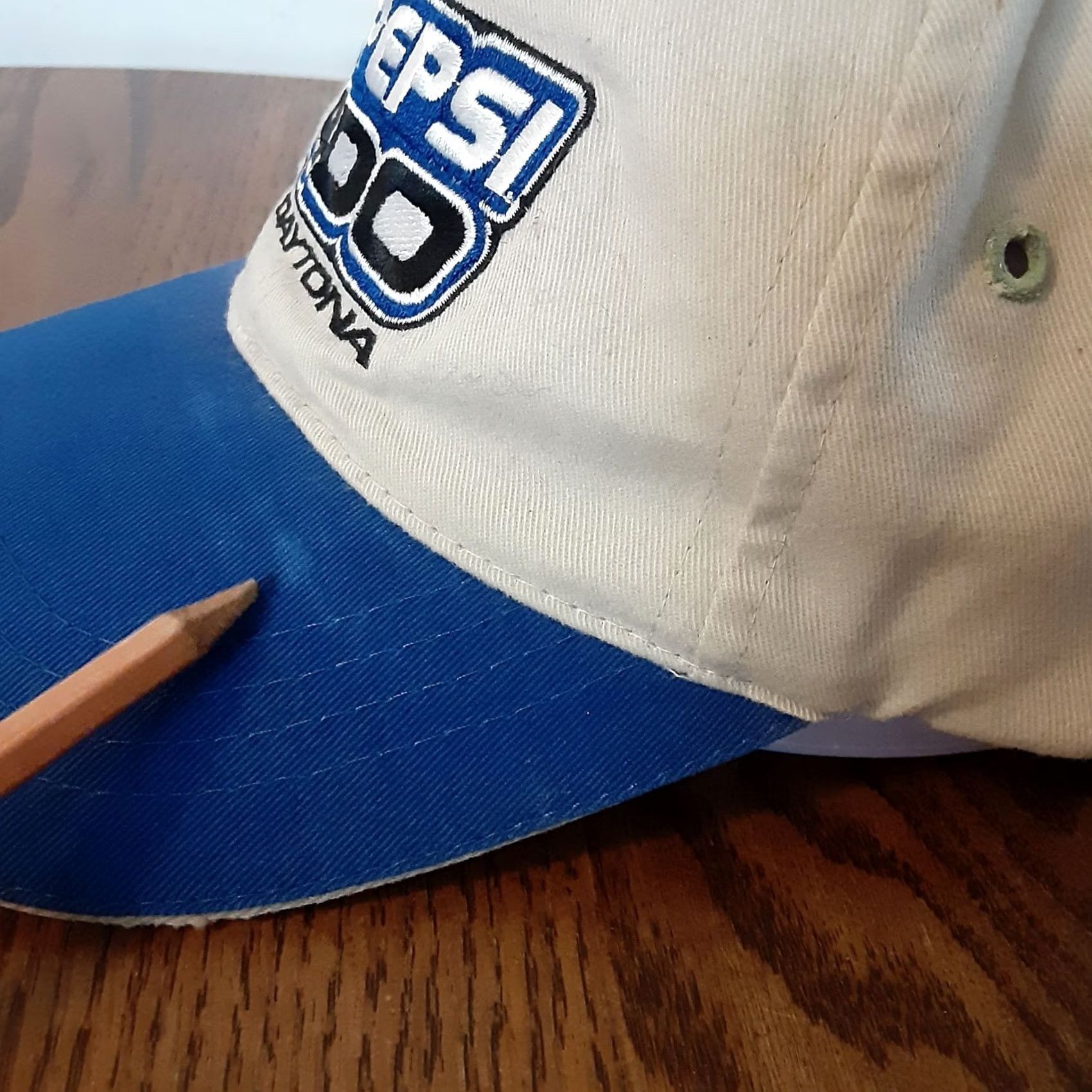 Vintage VINTAGE Pepsi 400 At Day Strap Back Hat Shirt Beige Blue Lettering Men Adjustable Polyester Solid Back Cap Size ONE SIZE - 2 Thumbnail