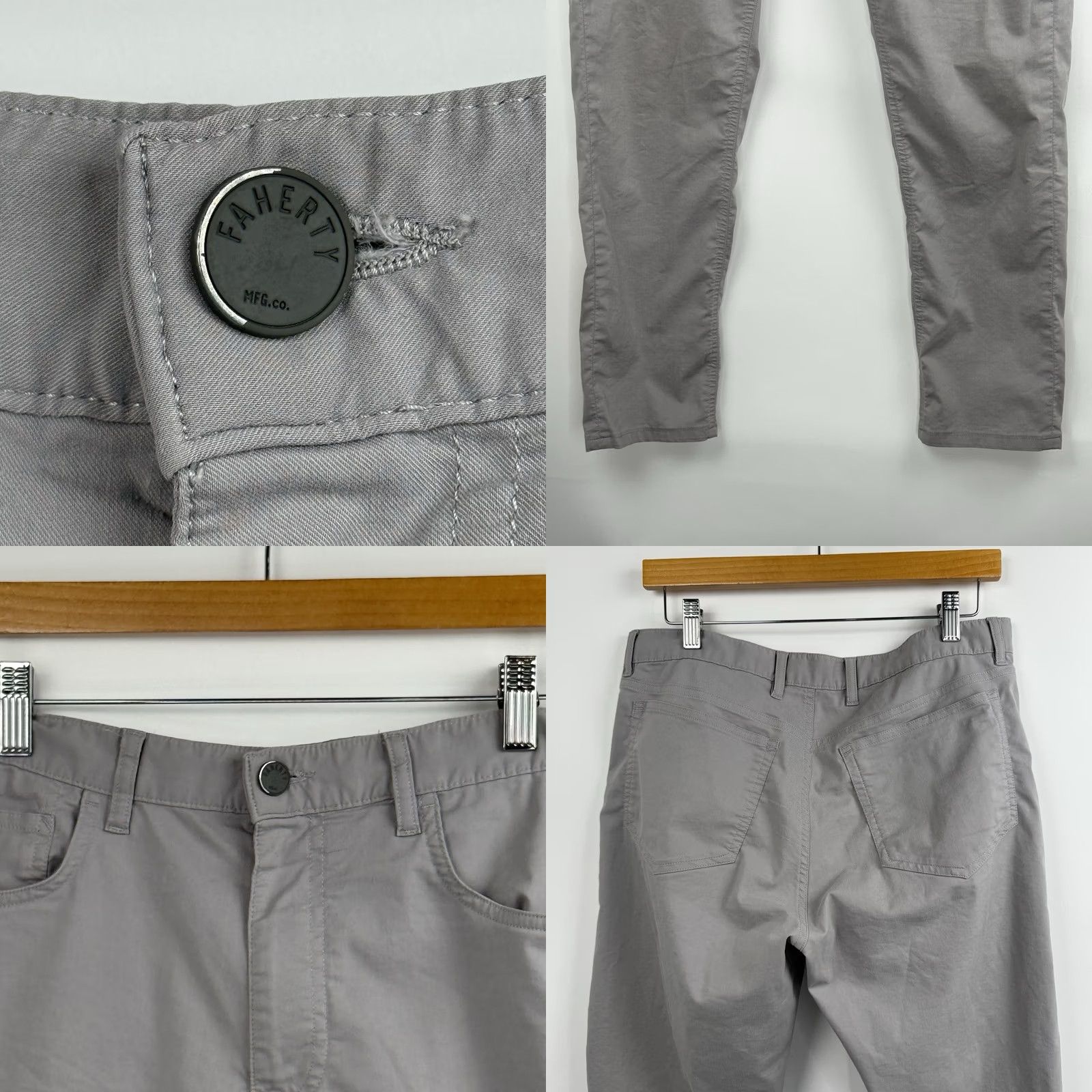 Faherty Faherty Mens Pants 32x28 Reserve Movement 5-Pocket Cotton Blend Chino Straight Leg Front Logo Pocket Size US 32 / EU 48 - 8 Thumbnail