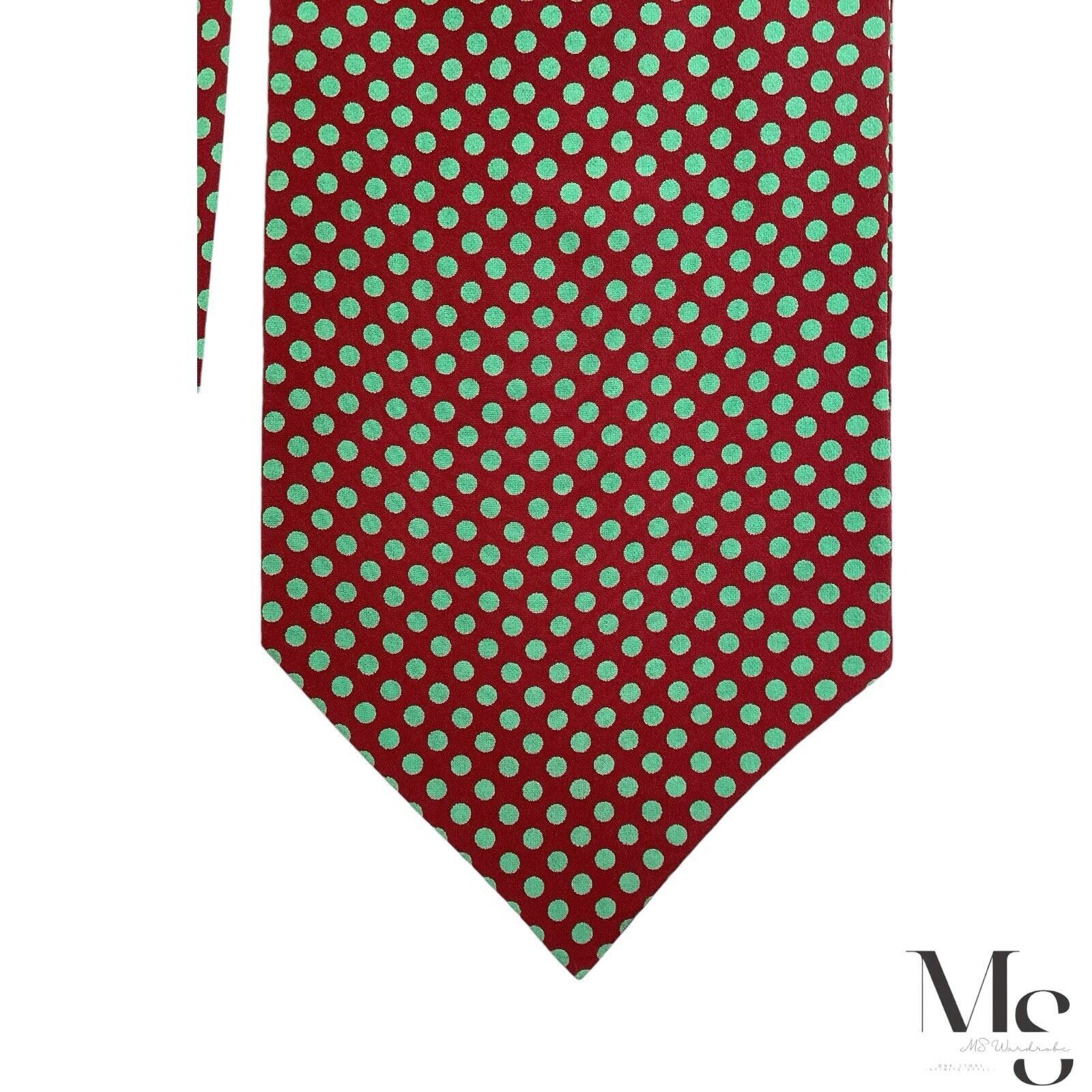 Other BEAUTIFUL Burgundy & Green Polka Dot Silk ASCOT CRAVAT W:6" Size ONE SIZE - 2 Thumbnail