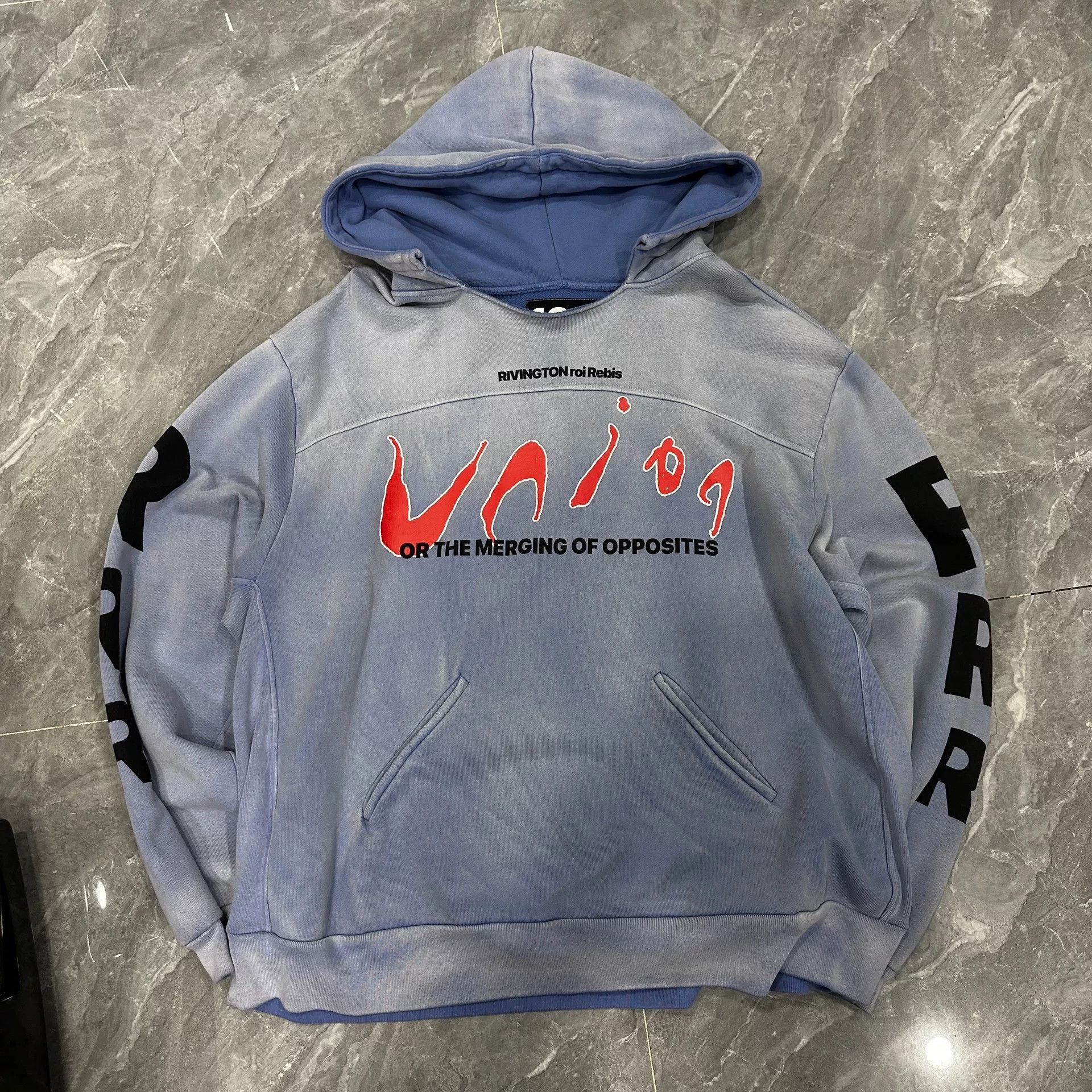 RRR-123 Union Blue Distressed Hoodie Sweatshirt Size US L / EU 52-54 / 3 - 1 Thumbnail