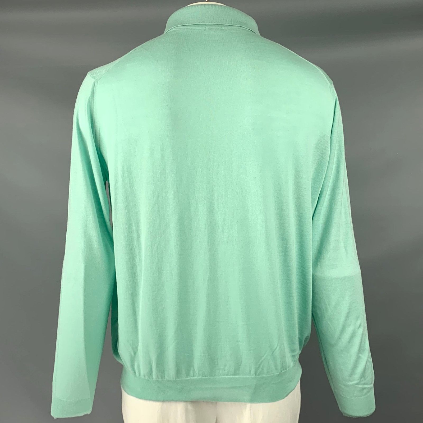 Malo MALO Size XXL Mint Green Knit Wool Polo Pullover Size US XXL / EU 58 / 5 - 3 Thumbnail