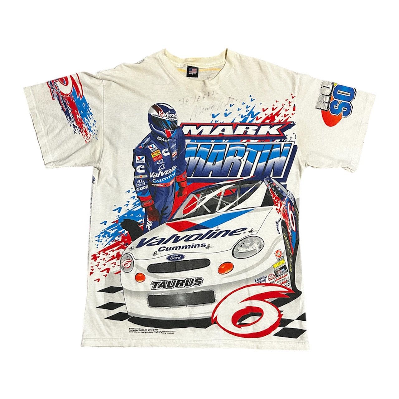 NASCAR × Vintage Vintage Mark Martin Nascar White T-Shirt Size US XL / EU 56 / 4 - 2 Thumbnail