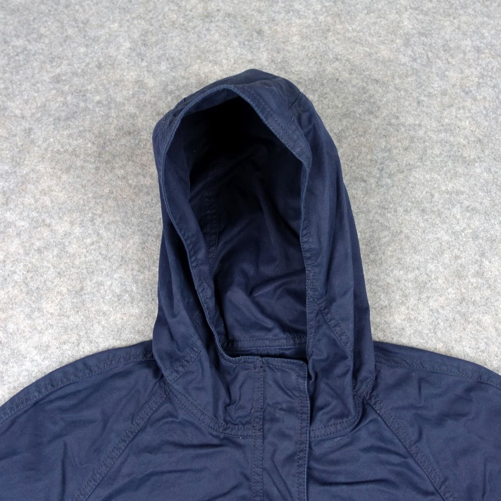 J.Crew VINTAGE? No — J.CREW Hooded Coat Parka Jacket Womens 6 Navy Blue Cotton Belted Buckle Trench Coat Size M / US 6-8 / IT 42-44 - 2 Thumbnail