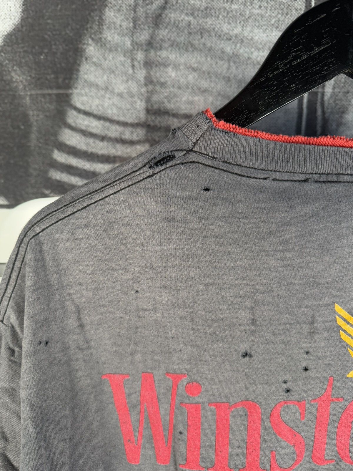 Vintage 🚭INSANE🚭 90s THRASHED FADED 2-COLLAR “WINSTON RACING” SHIRT Size US XL / EU 56 / 4 - 8 Thumbnail