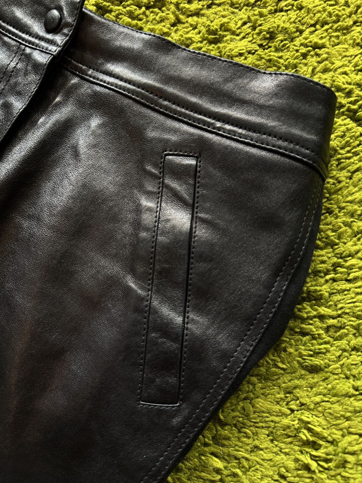 Designer × Dolce & Gabbana Dolce & Gabbana D&G avant garde grunge leather front pants Size 27" / US 4 / IT 40 - 3 Thumbnail