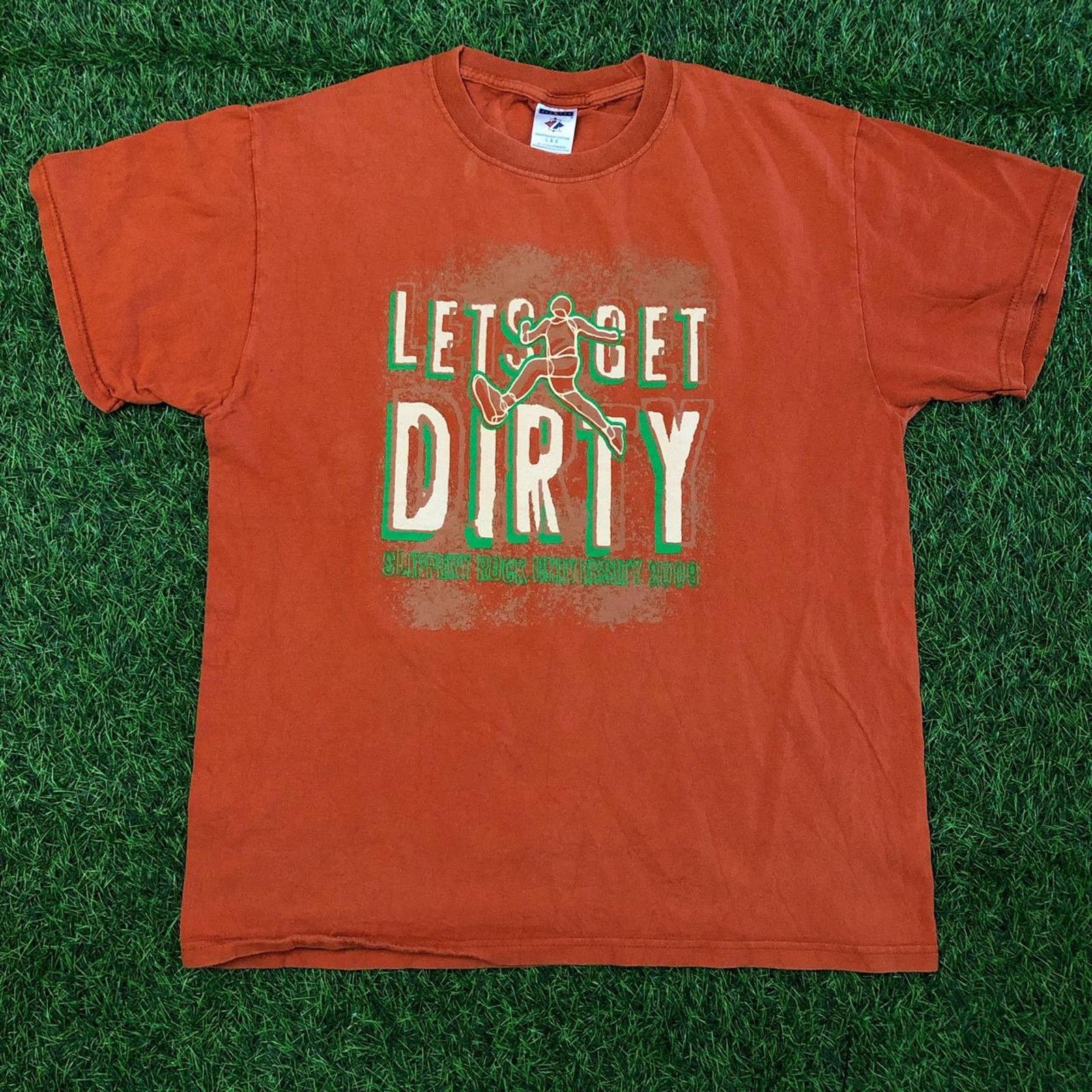 Jerzees 2009 Vintage Slippery Rock ‘Let’s Get Dirty’ Graphic Tee Size US L / EU 52-54 / 3 - 1 Thumbnail