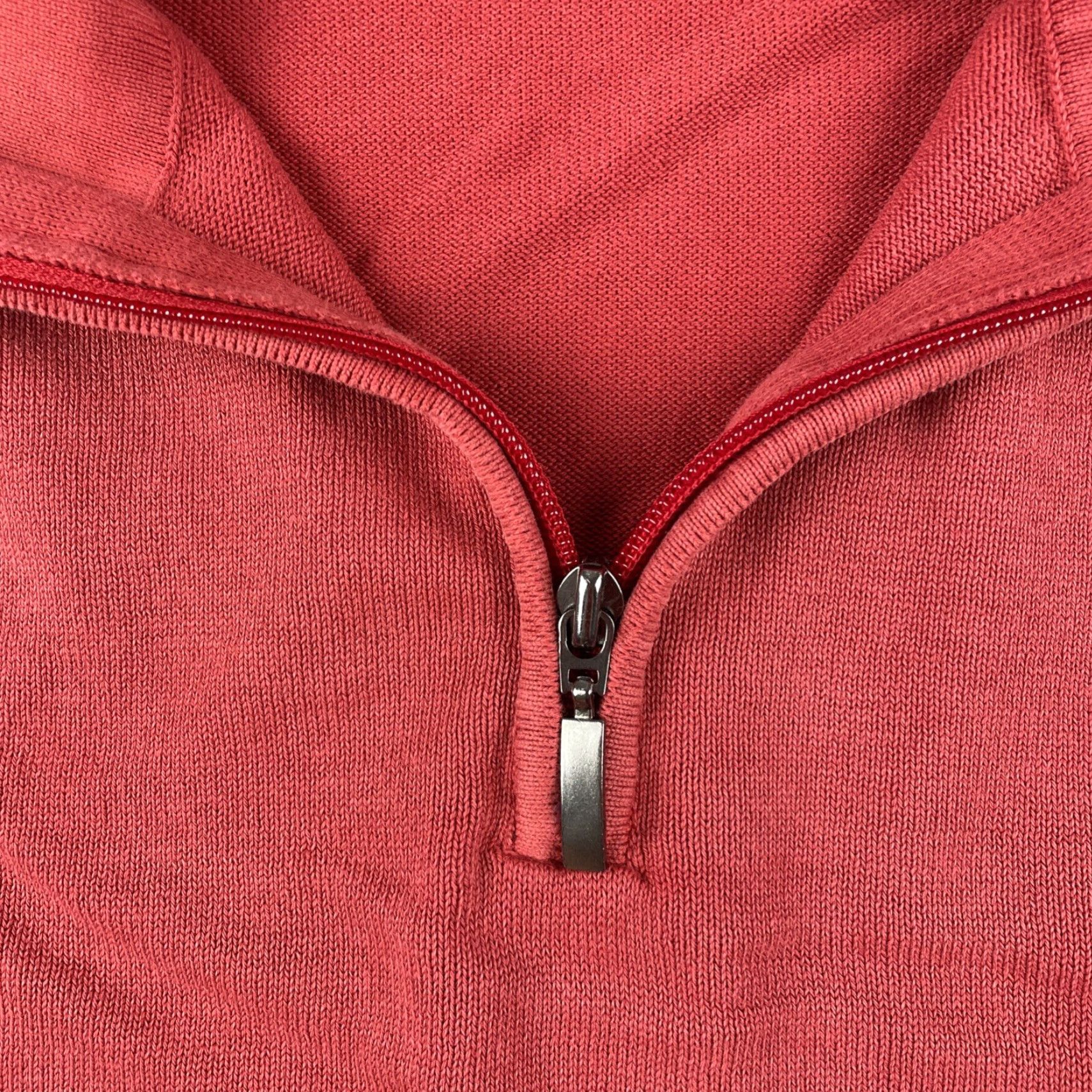 Vintage Scott Barber Long Sleeve 1/4 Zip Sweater Cotton Red Made In Italy Sz Large Mens Knit Pullover Size US L / EU 52-54 / 3 - 4 Thumbnail