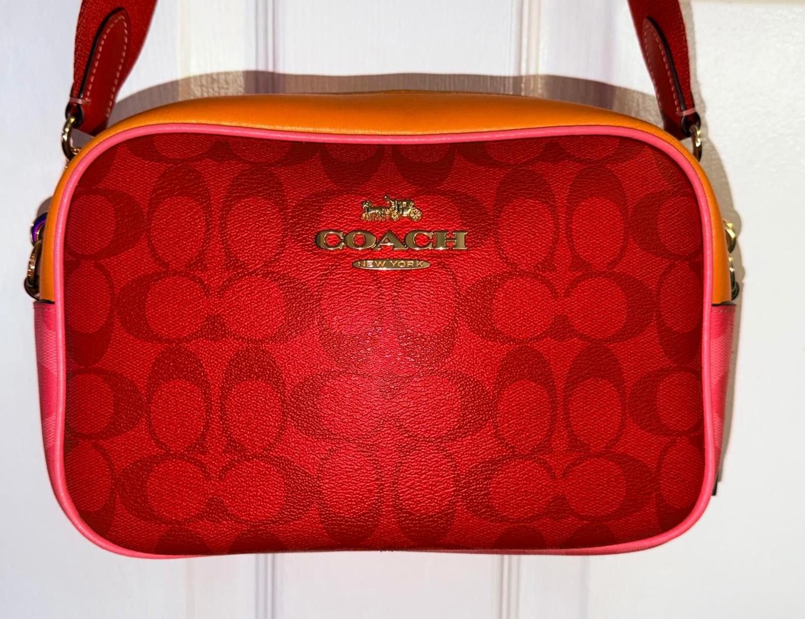 Coach Jamie Camera Bag In Blocked Signature Canvas Ca168, Women's